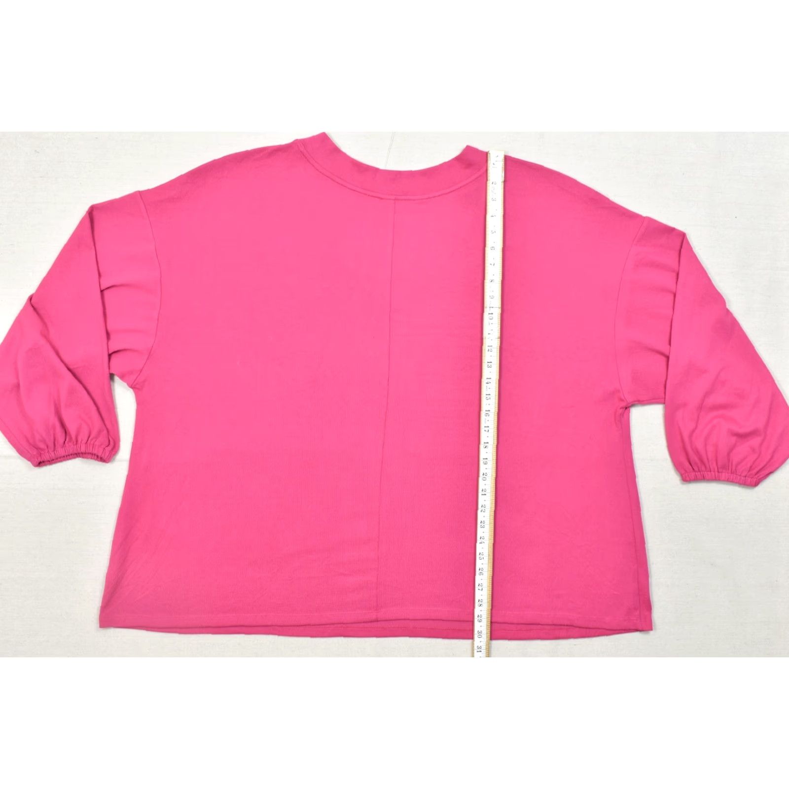 Vintage Lane Bryant Women's Plus Size 30/32 Pink V-Neck 3/4 Bubble Sleeve Pullover Top Blouse Size 4XL / US 24-26 - 4 Thumbnail