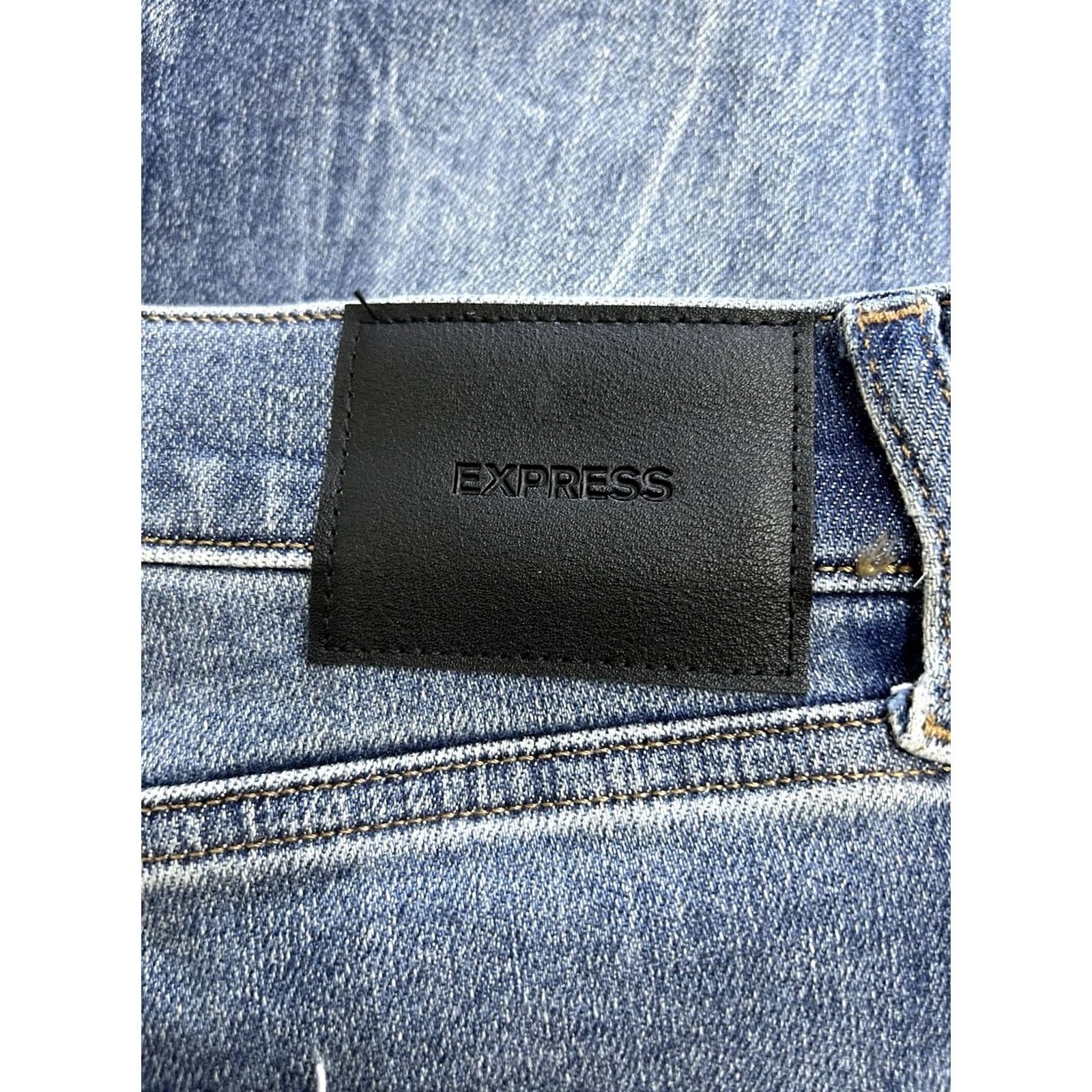 Express VINTAGE EXPRESS Skyscraper Midrise Jeans Distressed Womens 12P Short Blue Bootcut NWT Size 34" / US 12 / IT 48 - 5 Thumbnail