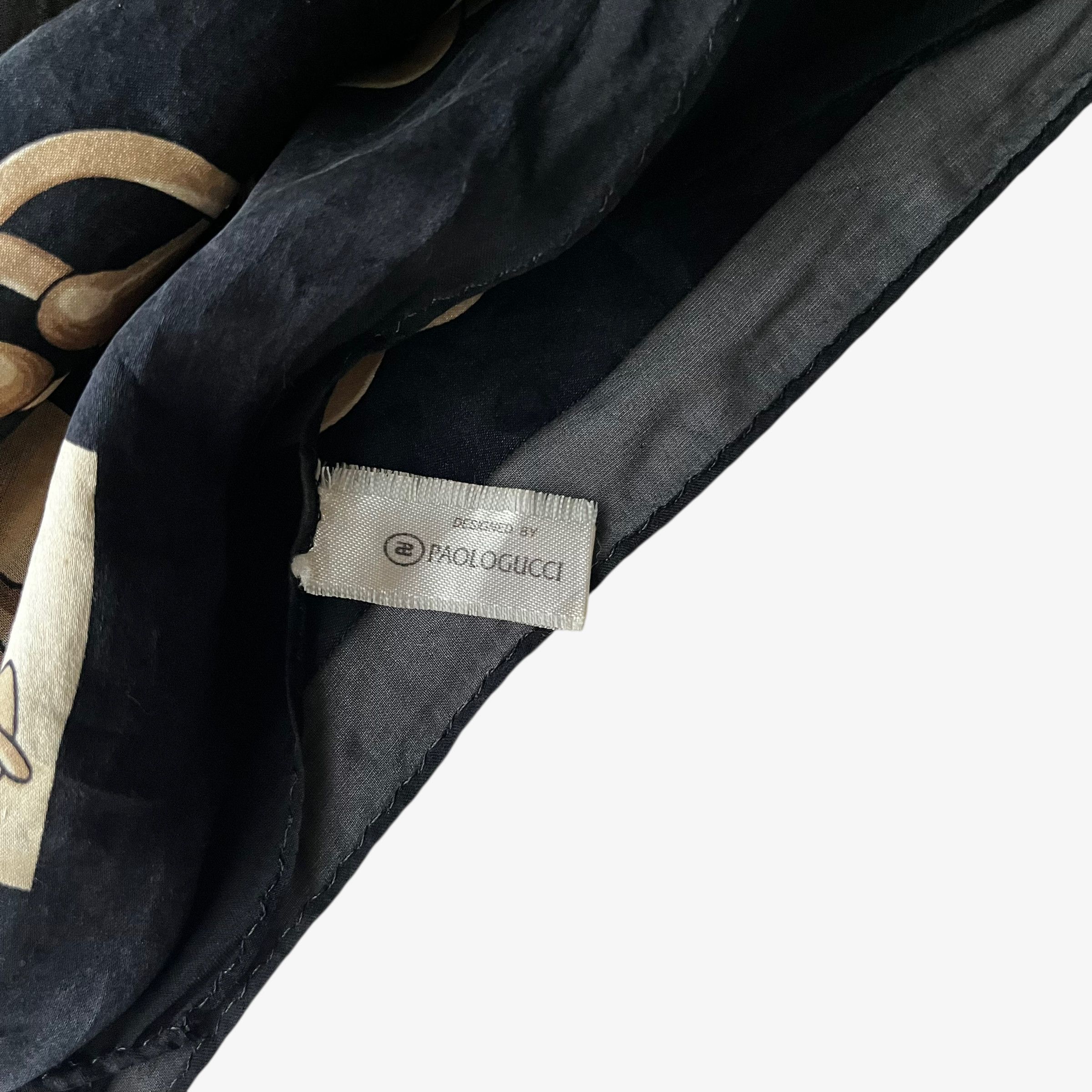 Paolo Gucci Vintage 80s Paolo Gucci Royal Sword Print Black Silk Scarf Size ONE SIZE - 3 Thumbnail