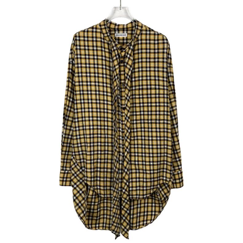 Balenciaga Balenciaga size 34 Yellow logo-lettered plaid cotton long- Size XS / US 0-2 / IT 36-38 - 1 Thumbnail