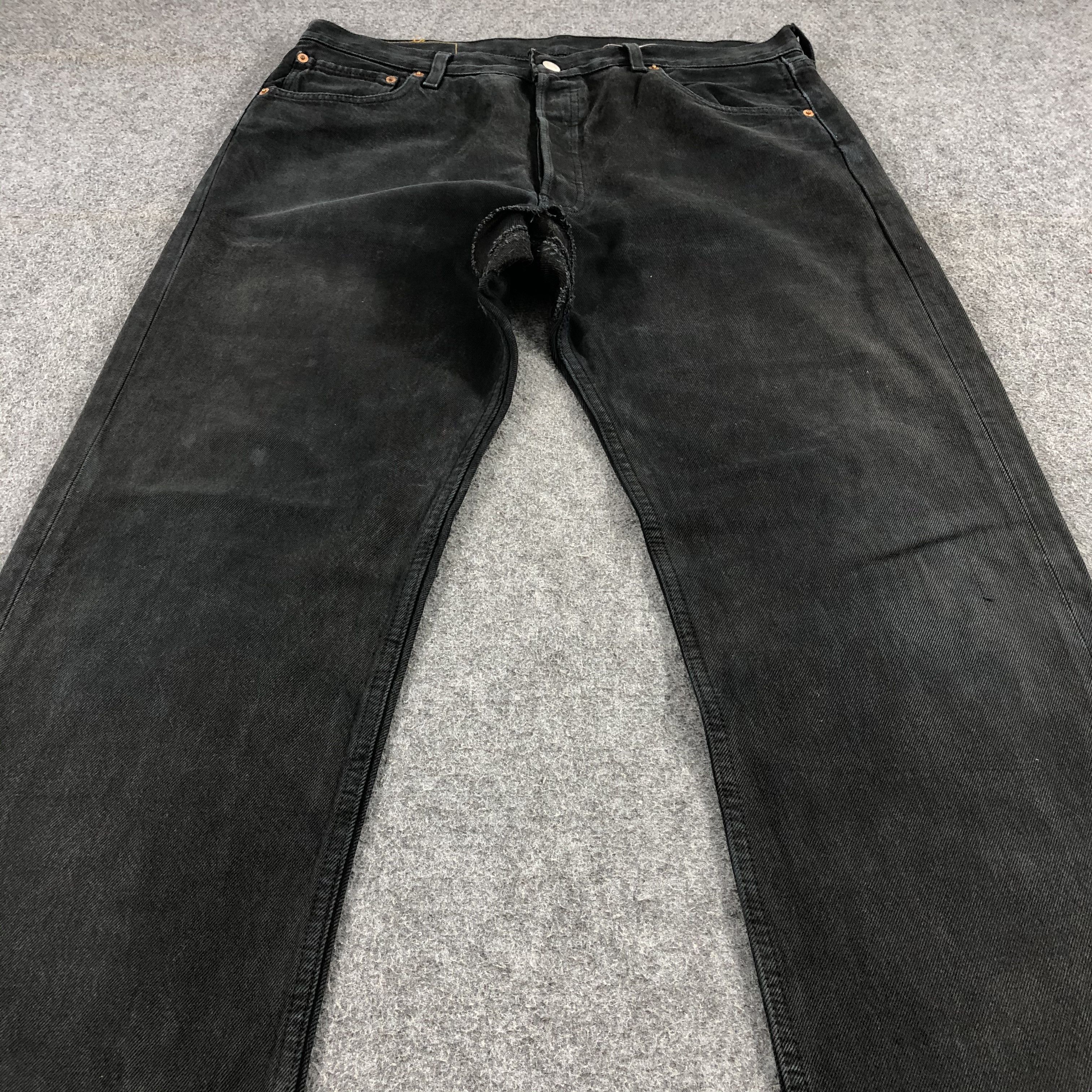 Levi's Vintage 90s Distress Levis 501 Faded Black Jeans-JM1573 Size US 36 / EU 52 - 3 Thumbnail