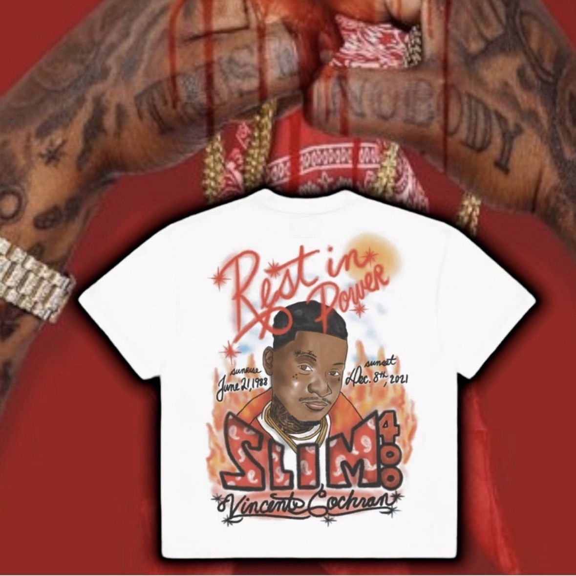 4HUNNID 🆕 SLiM 400 🕊️ MeMoRiaL TeE 👕 YG 👌🏾👐🏾 4HuNNiT Size US M / EU 48-50 / 2 - 3 Thumbnail