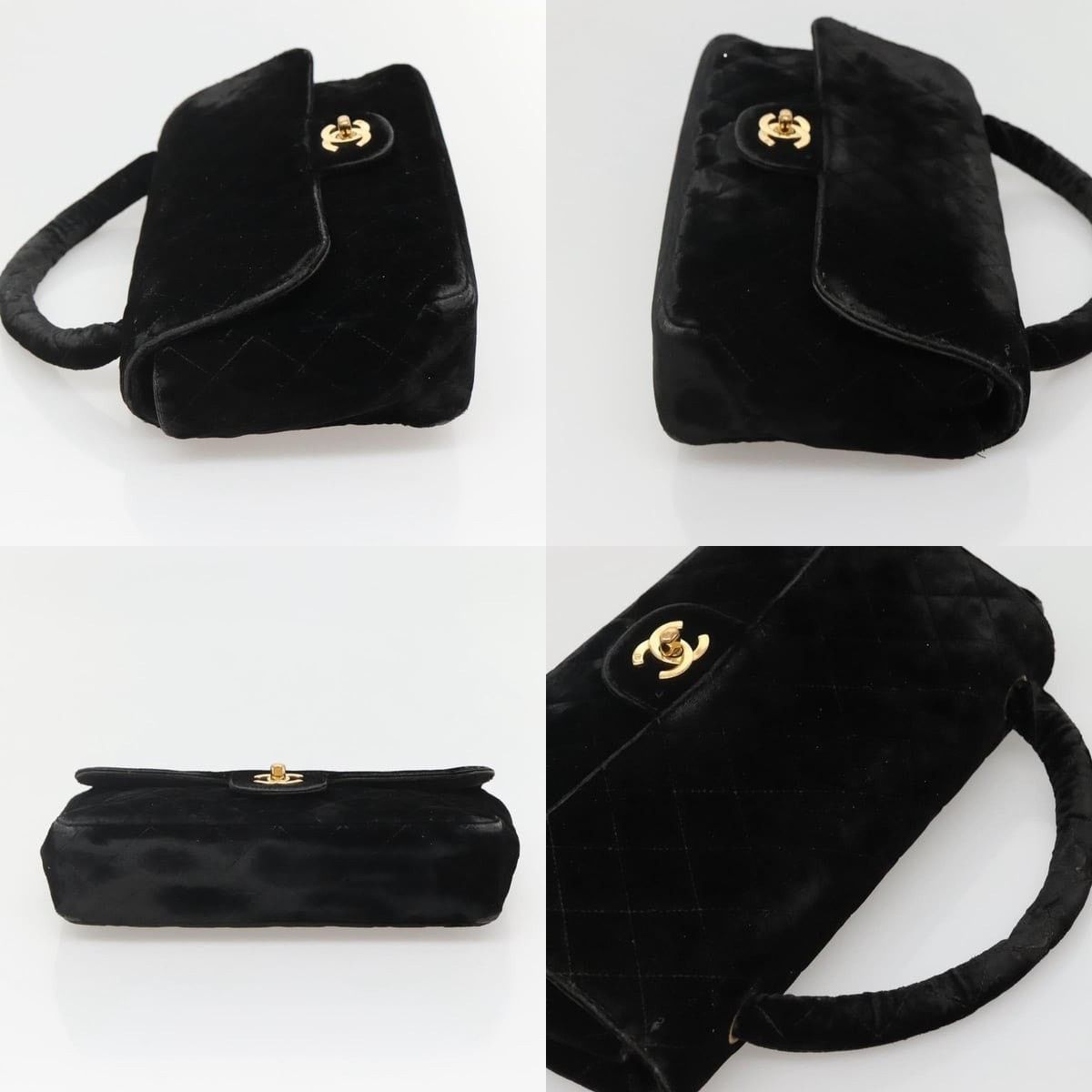 Chanel Chanel Matelasse Handbag Velour Black Gold CC Size ONE SIZE - 3 Thumbnail