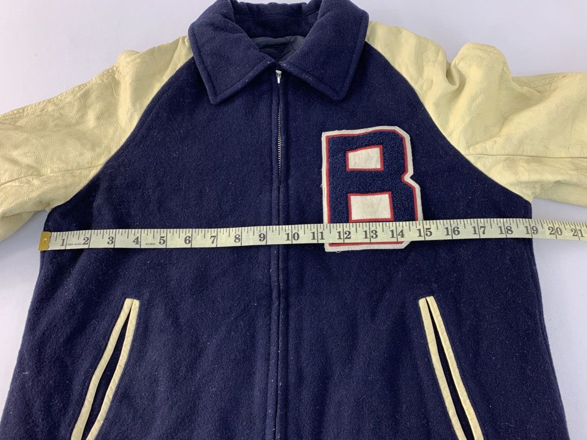 Japanese Brand × Vintage Comme Ca Boys Leather Sleeve Varsity Bomber Jacket Padded Size US S / EU 44-46 / 1 - 8 Thumbnail