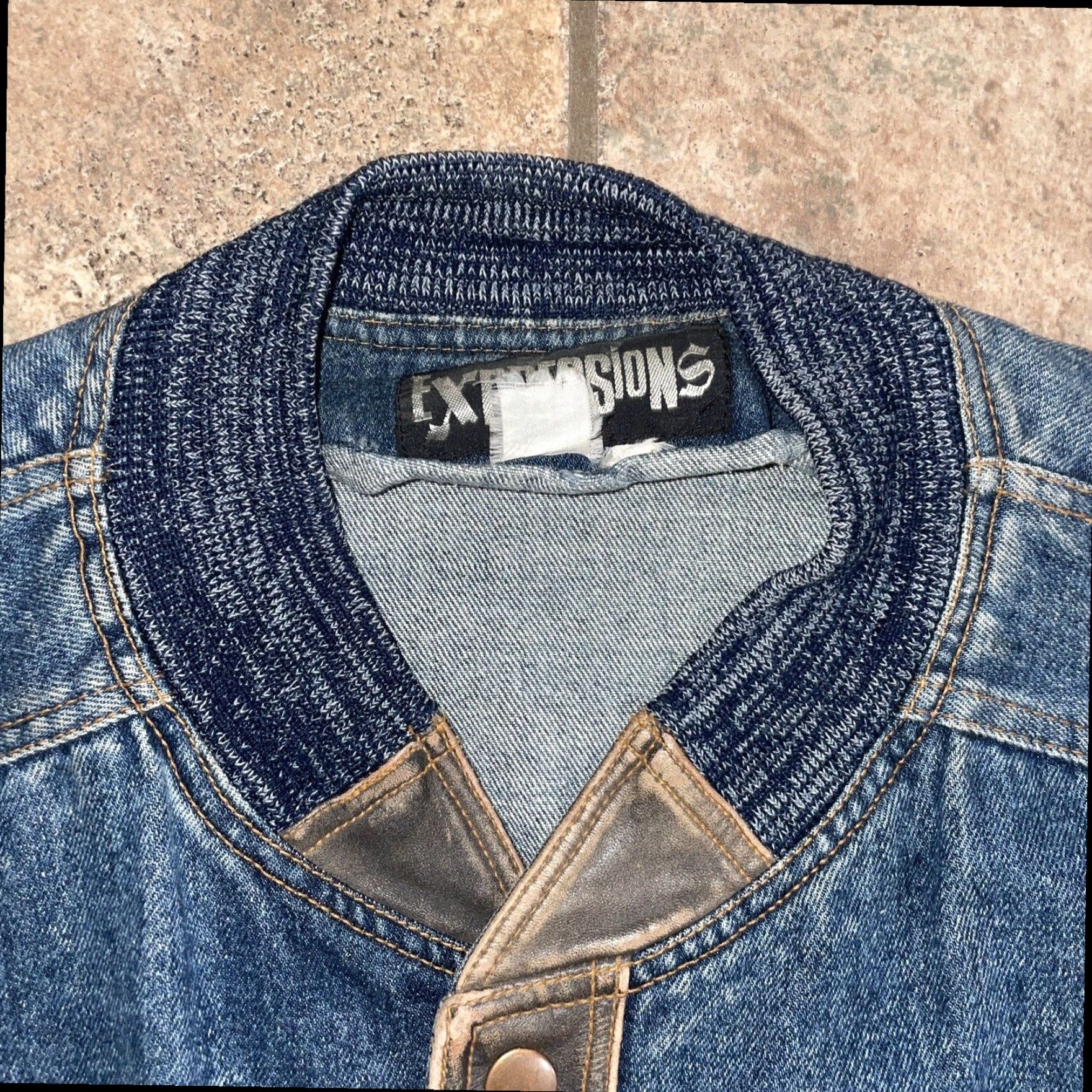 Vintage Expressions Blue Denim Snap Button Mens Jacket Large Size US L / EU 52-54 / 3 - 2 Thumbnail