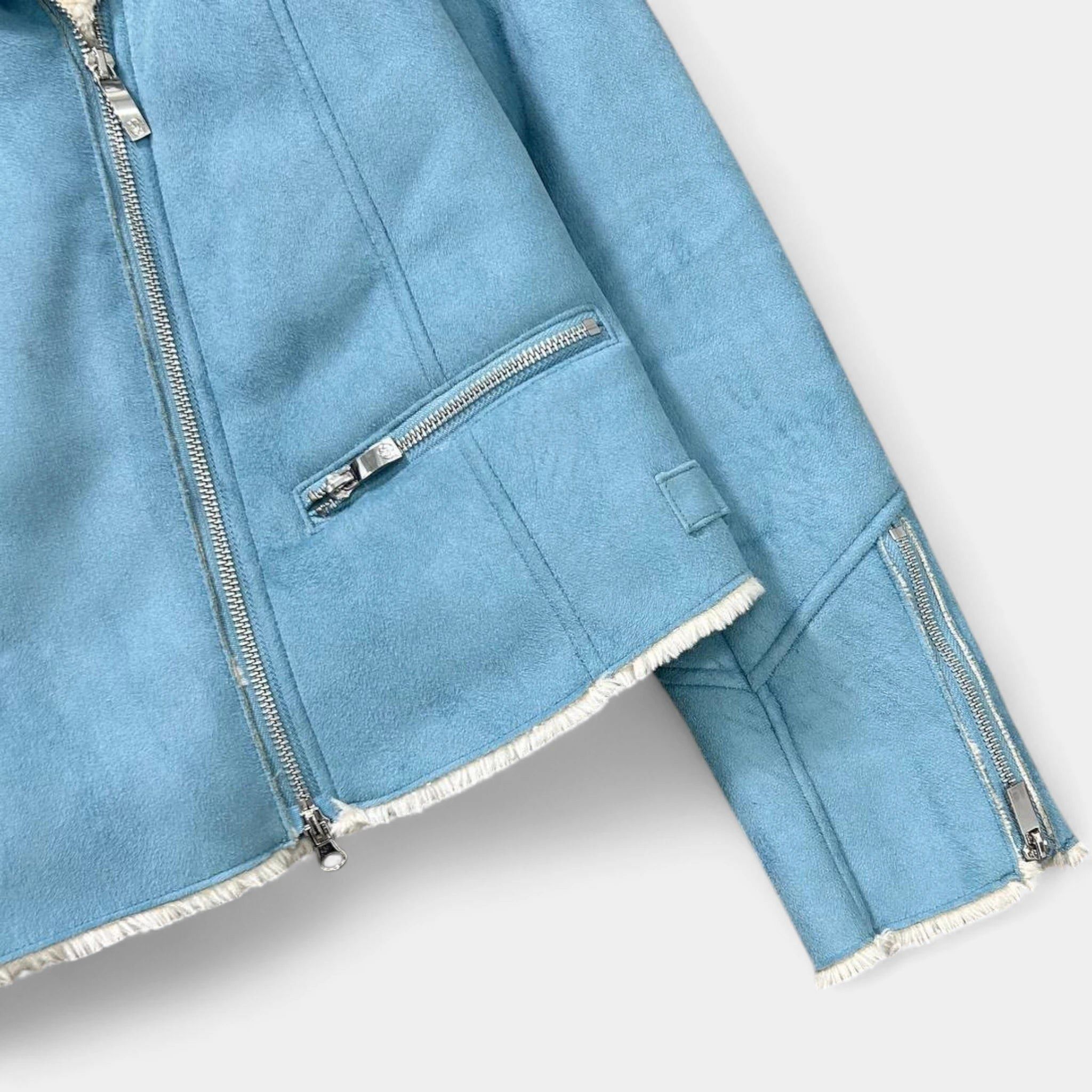 Armani Armani Jeans Suede Baby Blue Jacket Size S / US 4 / IT 40 - 3 Thumbnail