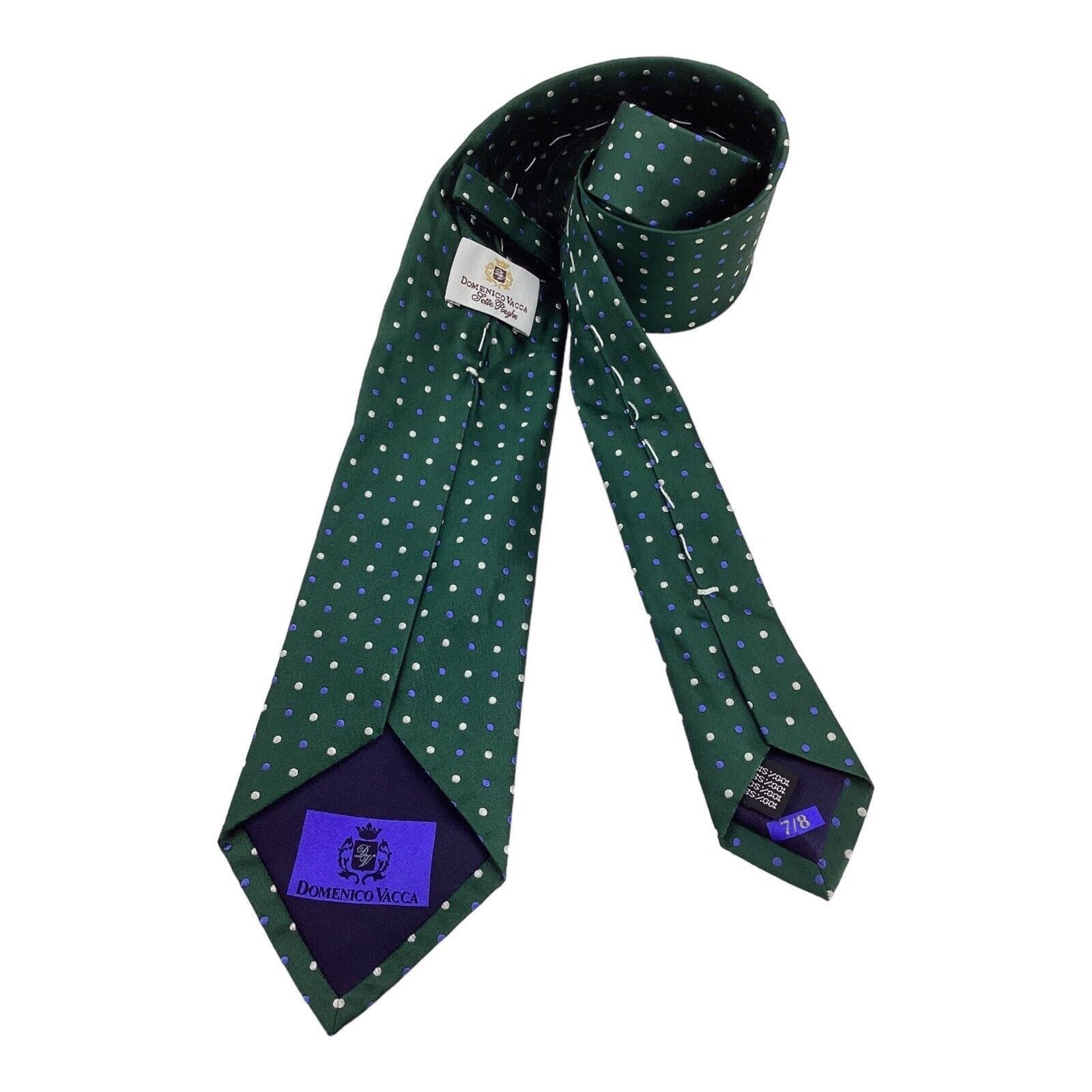 Domenico Vacca DOMENICO VACCA 7Fold Green Pin Dots Luxury Silk Tie Italy W: Size ONE SIZE - 2 Thumbnail