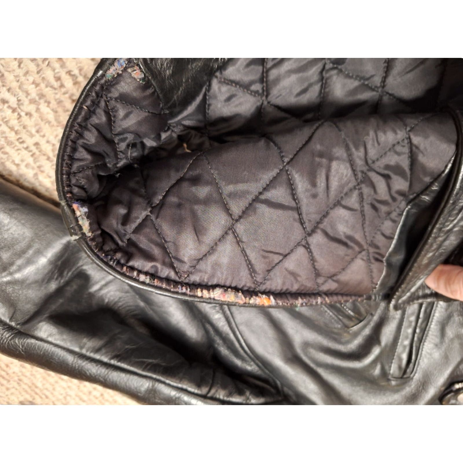 Vintage VINTAGE Cooper Leather Motorcycle Jacket 40 Mens Black 80s 90s Punk Rock Biker Coat Size US XXS / EU 40 - 7 Thumbnail