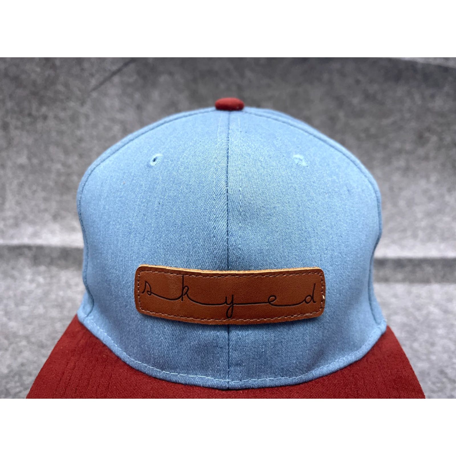 Vintage Skyed Apparel Hat 5 Panel Adult One Size Blue Cotton Denim Leather Strap Back Adjustable Casual Outdoor Mens Hat/Cap Size ONE SIZE - 2 Thumbnail