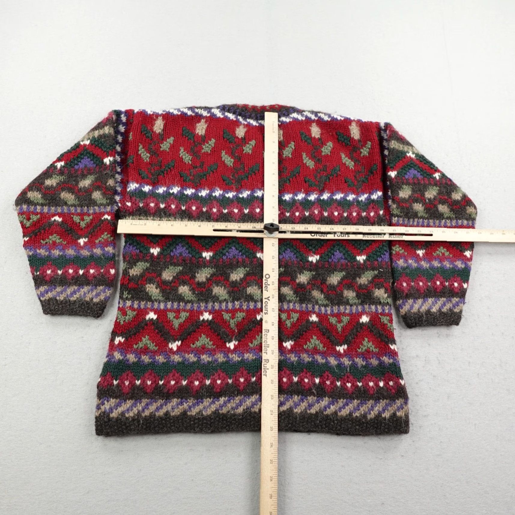 Vintage VINTAGE Icelandic Design Sweater Cardigan Womens S Red Wool Fair Isle 90s Size S / US 4 / IT 40 - 7 Thumbnail