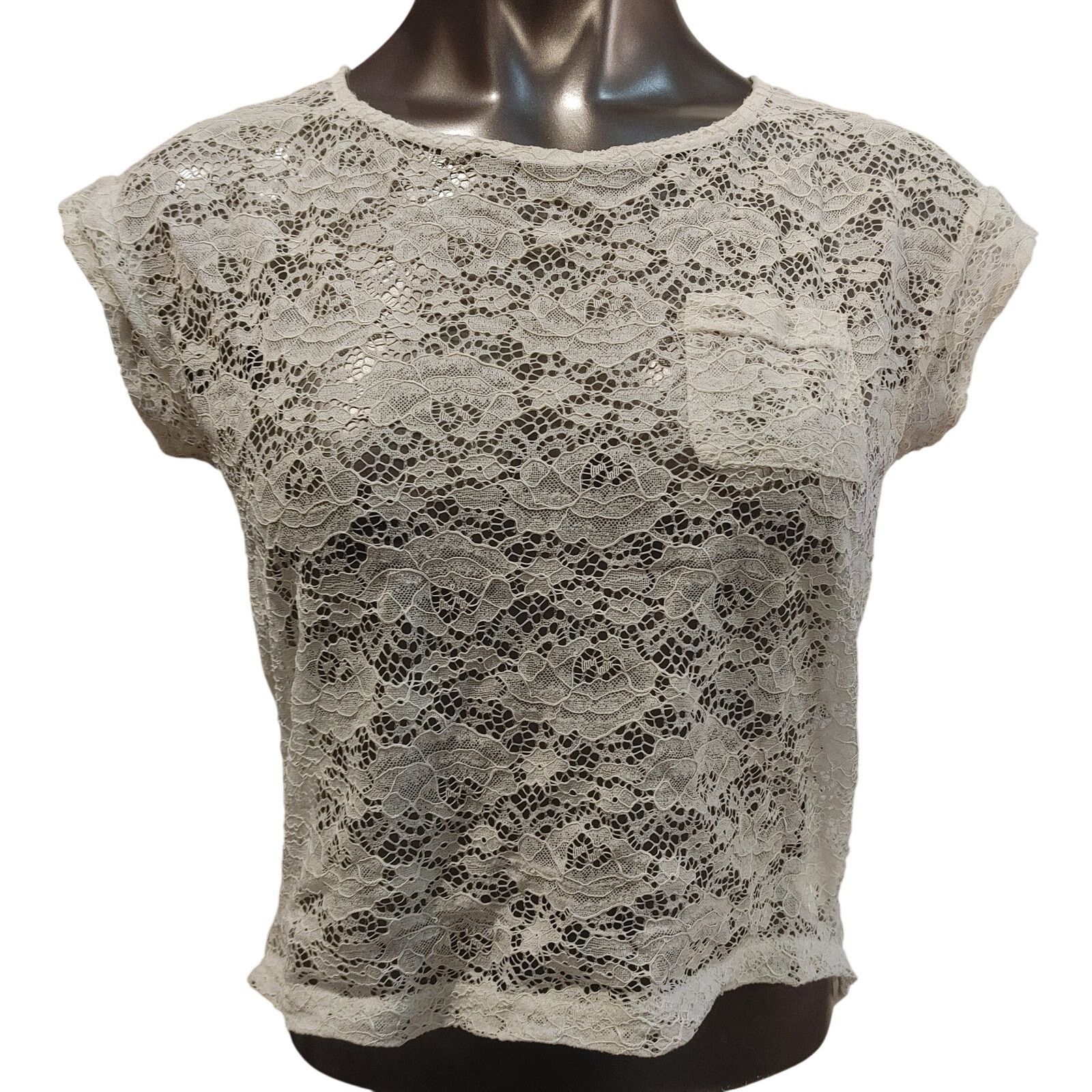 H&M Divided by H&M Women's 2 White Lacey Front Zippered Back T Size S / US 4 / IT 40 - 1 Thumbnail