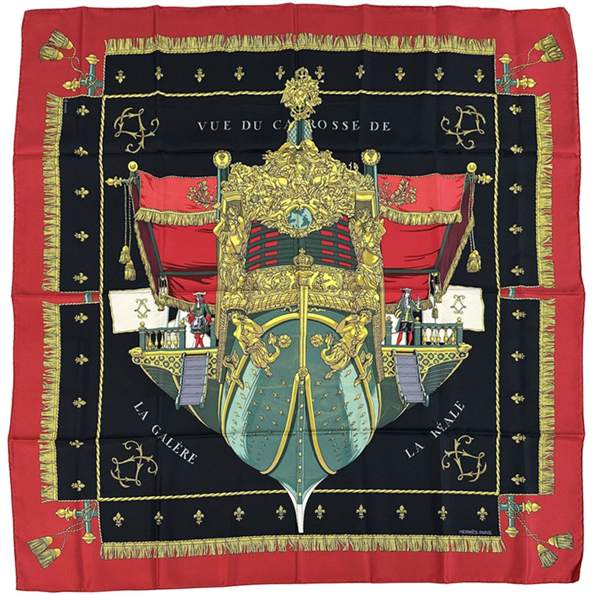 Hermes Hermes scarf/muffler, Carre 90, VUE DU CARROSSE DE LA REALE (Queen's Coronation), women's, brand, silk, black, red, ship Size ONE SIZE - 1 Thumbnail