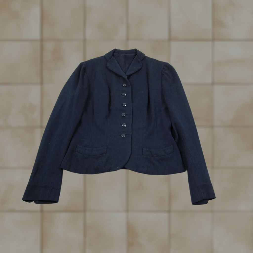 Vintage Miron Aristo Gabardine Blazer Women S Blue Wool 30s 40s Vintage Jacket Blazer Cotton? (Note: No new words added) Size S / US 4 / IT 40 - 1 Thumbnail