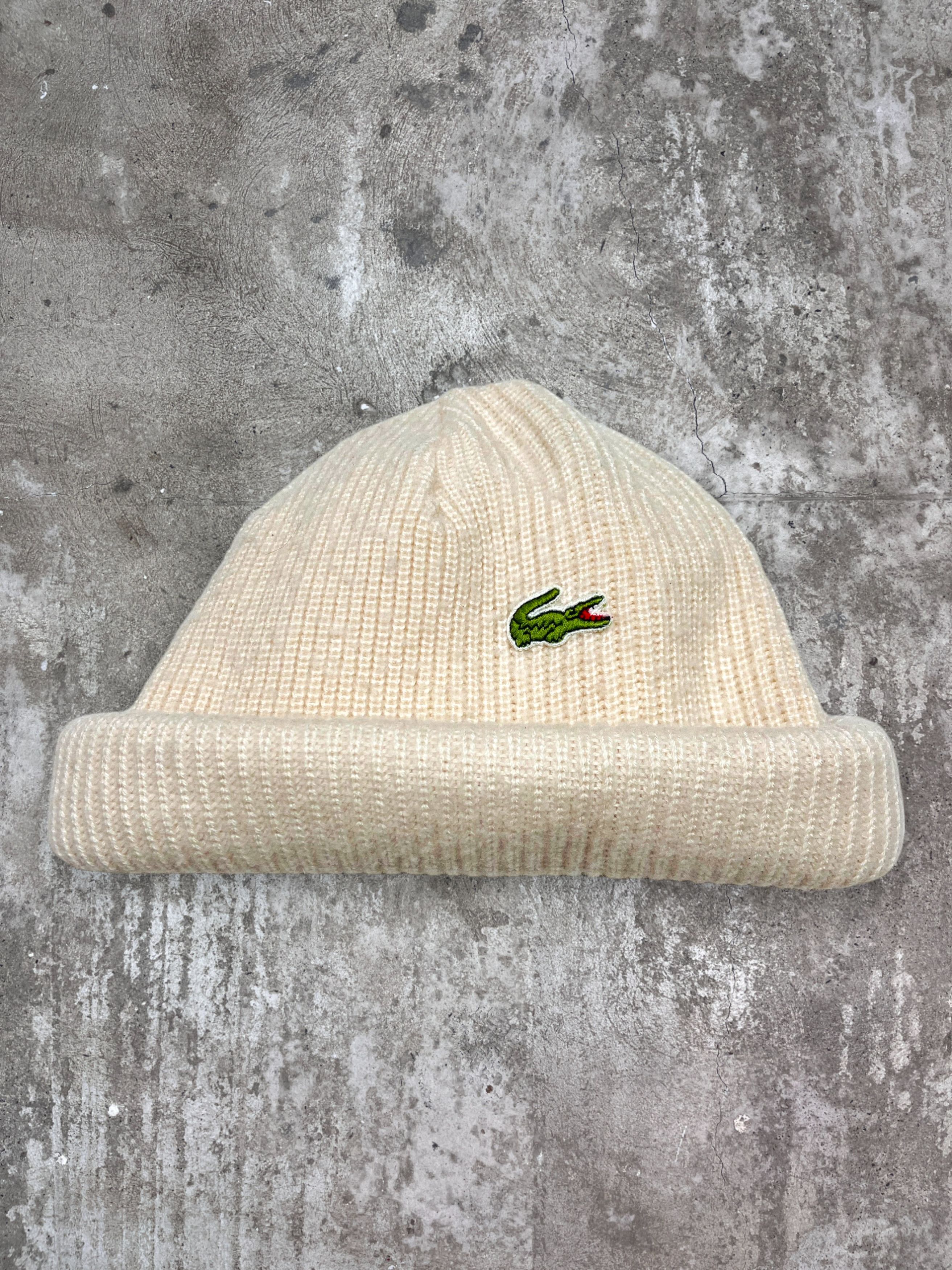 Lacoste 1990s LACOSTE CREAM BEANIE HAT - № 4128 Size ONE SIZE - 1 Thumbnail