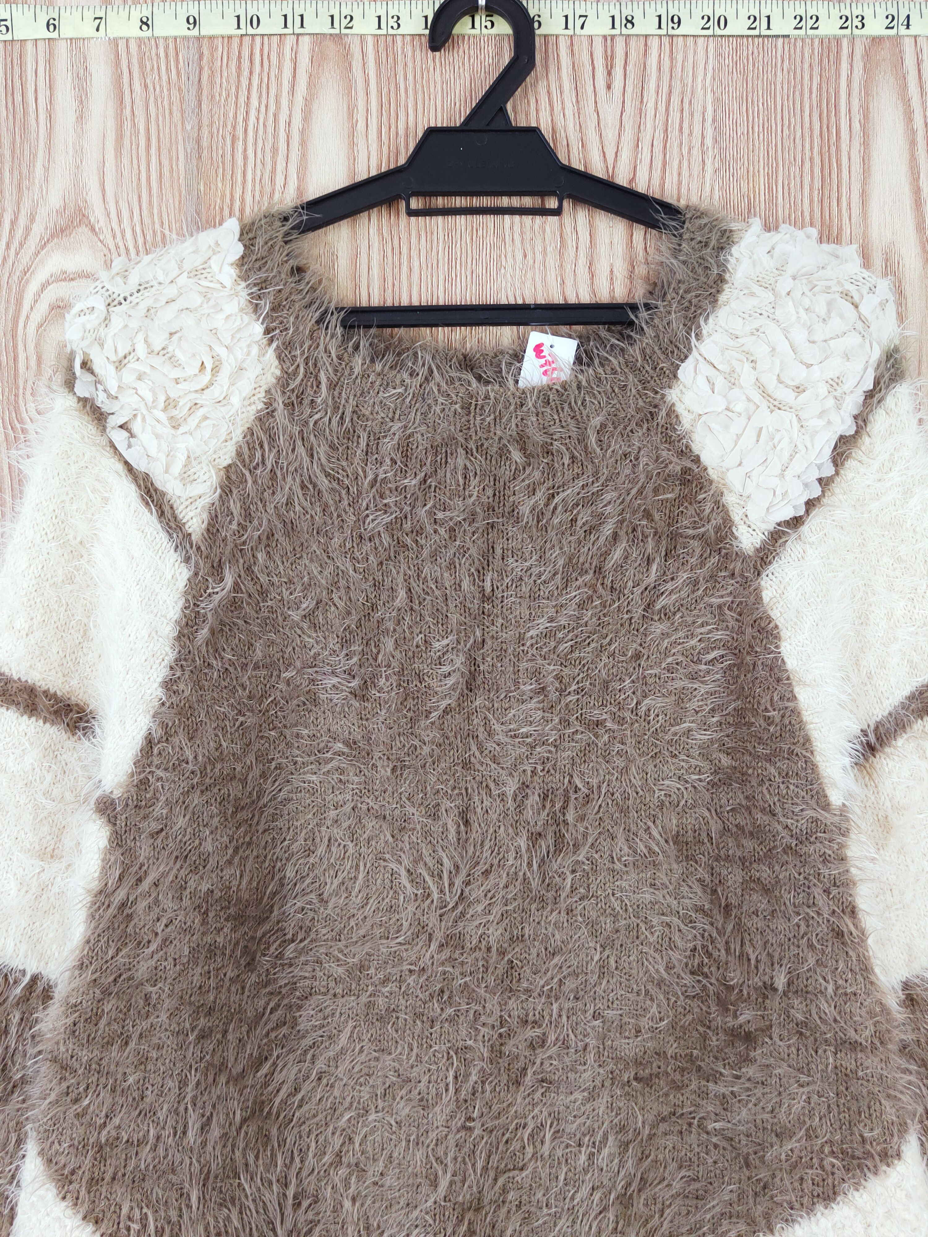 Homespun Knitwear A Girl Olive Shag Shaggy Fur Mohair Knitwear #W760 Size L / US 10 / IT 46 - 2 Thumbnail