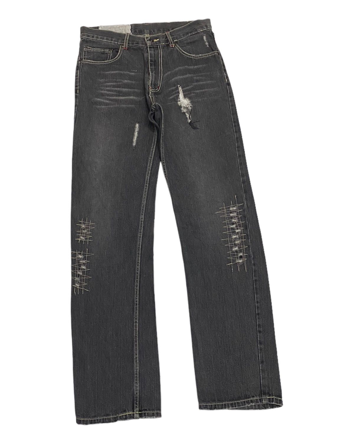 14th Addiction × KMRii RARE DISTRESSED ANTFUI JEANS RIPPED DENIM JEANS Size US 31 - 6 Thumbnail