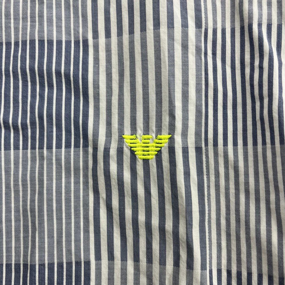 Emporio Armani Vintage Emporio Armani Striped Mandarin Collar Shirt Size US S / EU 44-46 / 1 - 7 Thumbnail