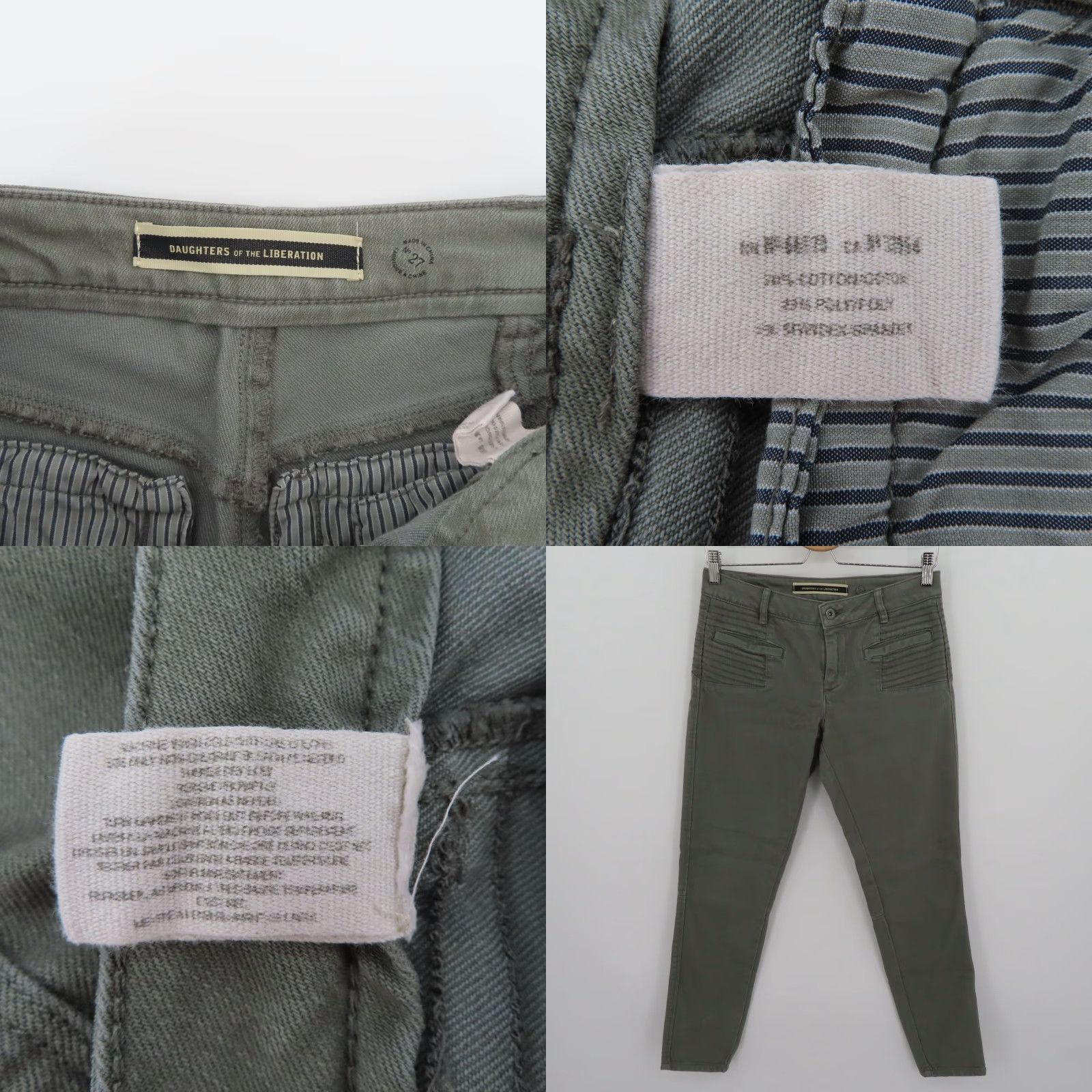 Vintage Daughters of the Liberation Womens Jeans 27 Moto Skinny Straight Green Pants recyc Green Denim 5-Pocket Regular Vintage No Binding Size 27" / US 4 / IT 40 - 8 Thumbnail