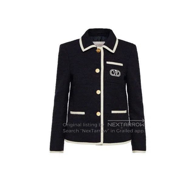 Valentino Valentino logo print lapel single-breasted long-sleeved ja Size S / US 4 / IT 40 - 5 Thumbnail