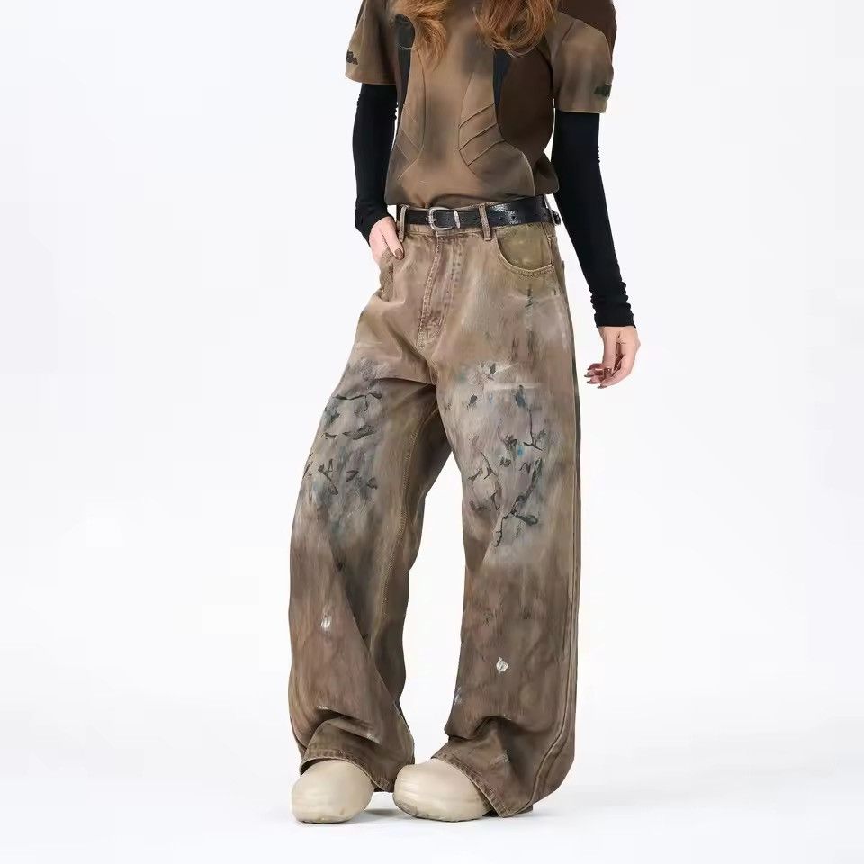 Jean xtl Balenciaga rickowens style flared baggy stain jeans Size US 29 - 5 Thumbnail