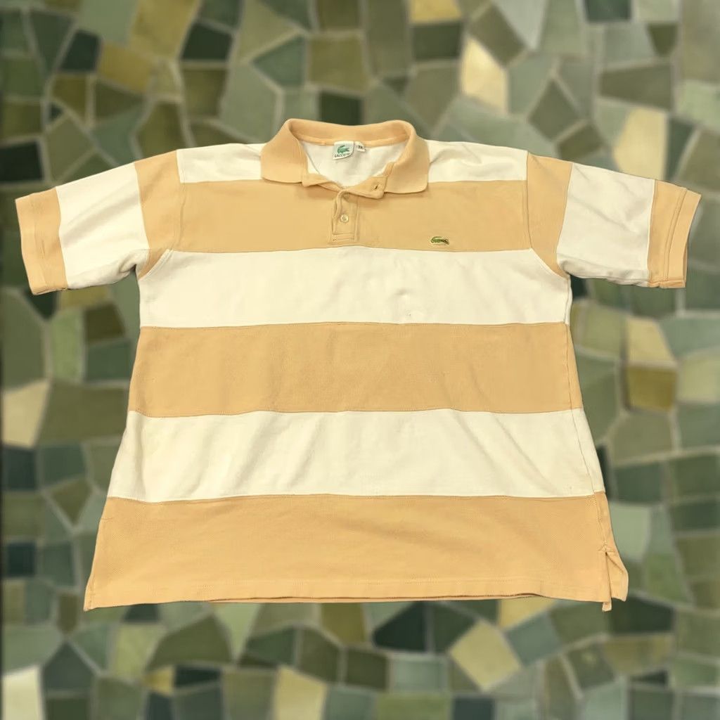 Lacoste VTG Lacoste Polo Shirt 3XL White Tan Striped Preppy 90s Mens Shirt Polo Size US XXL / EU 58 / 5 - 1 Thumbnail