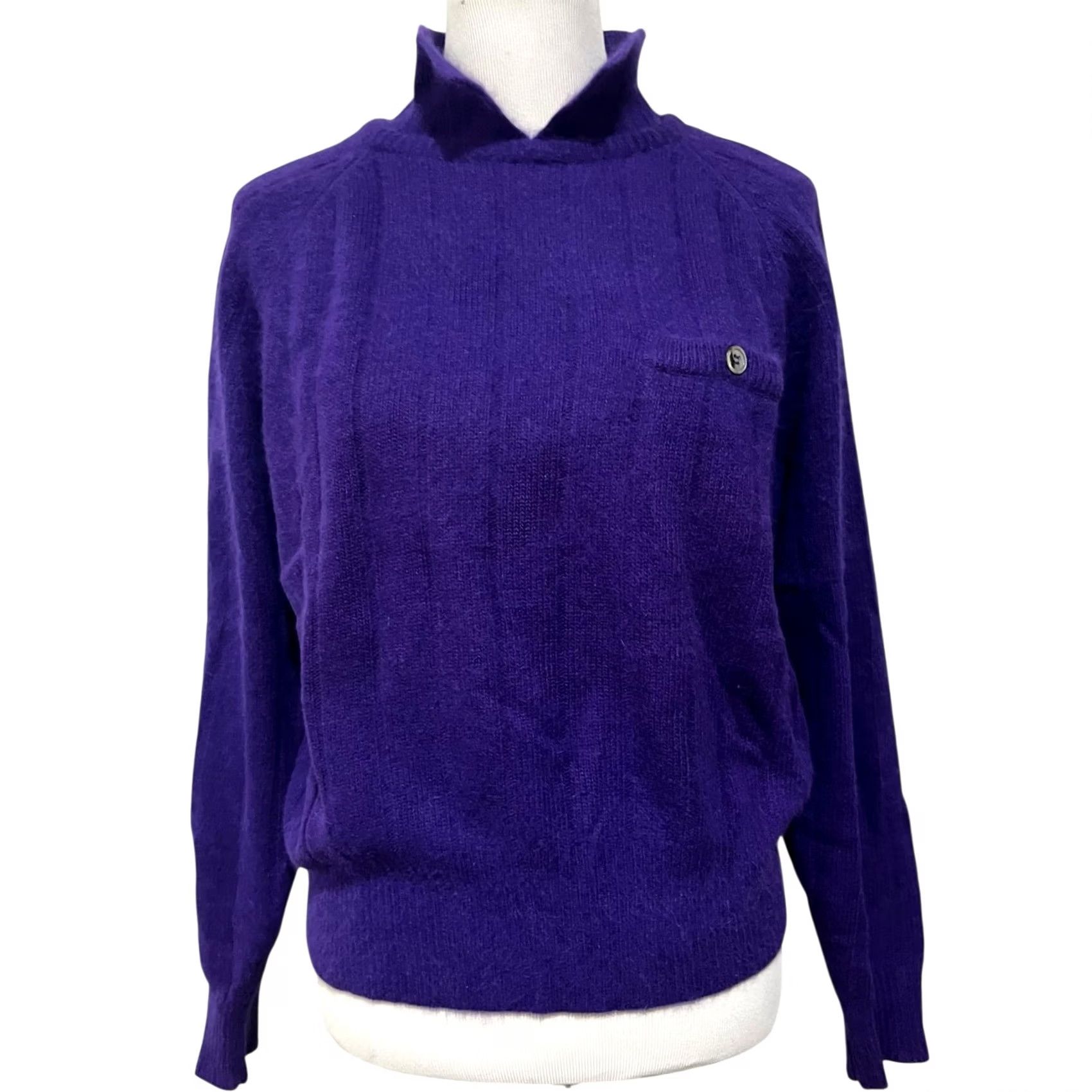Liz Claiborne VINTAGE Liz Claiborne Sweater Womens M Purple Cable-Knit Angora Wool Collared 90s Classic Size M / US 6-8 / IT 42-44 - 2 Thumbnail