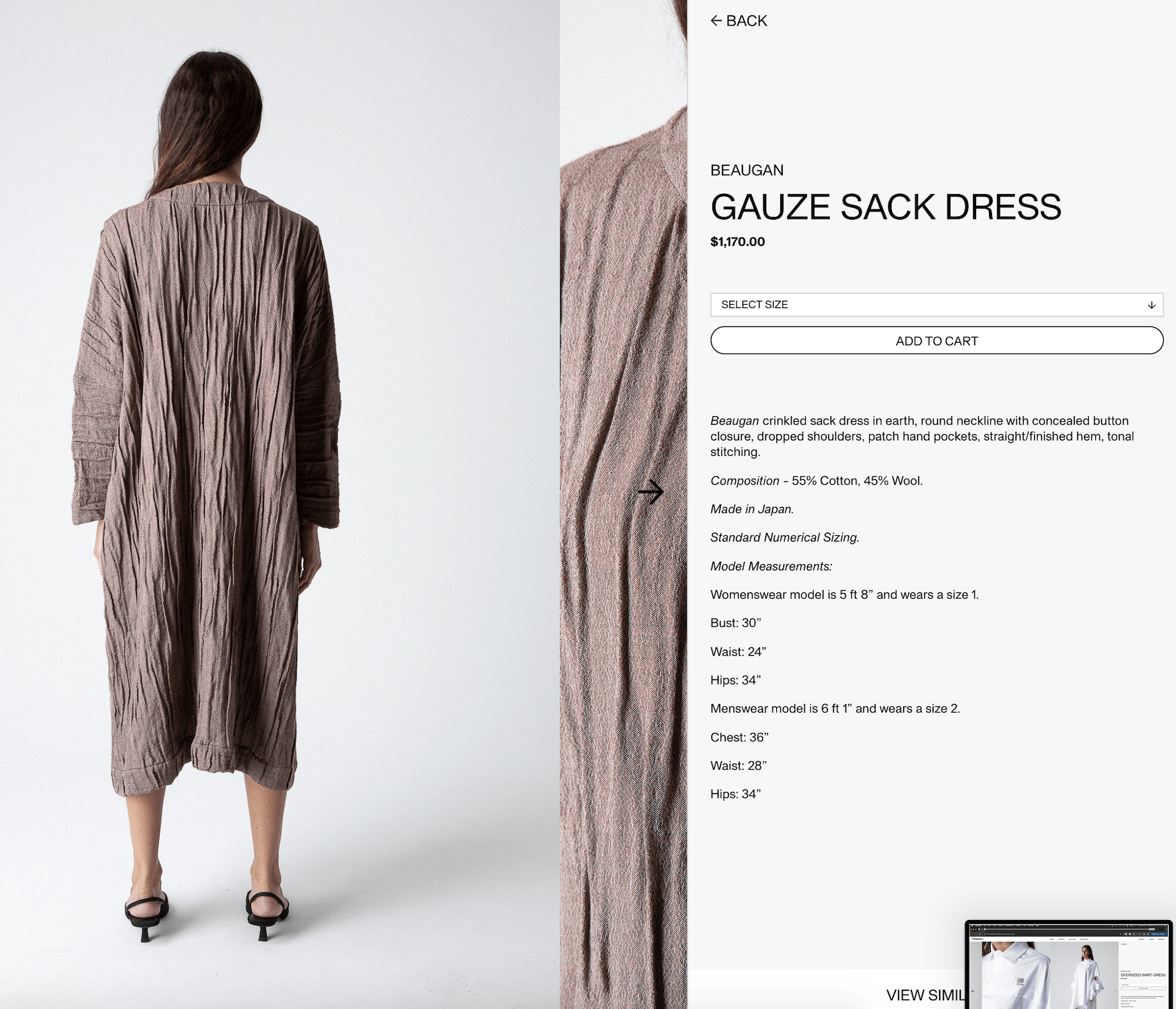 Beaugan $1170 NWT BEAUGAN GAUZE SACK DRESS Size L / US 10 / IT 46 - 5 Thumbnail