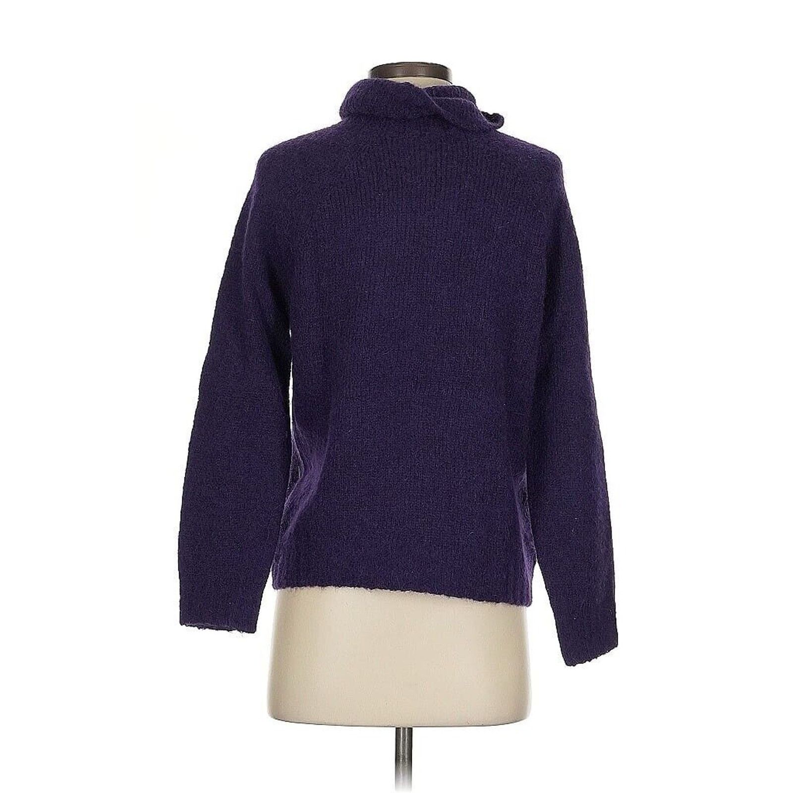 Designer Plain Goods Alpaca Wool Blend Purple Turtleneck Sweater S Size S / US 4 / IT 40 - 2 Thumbnail