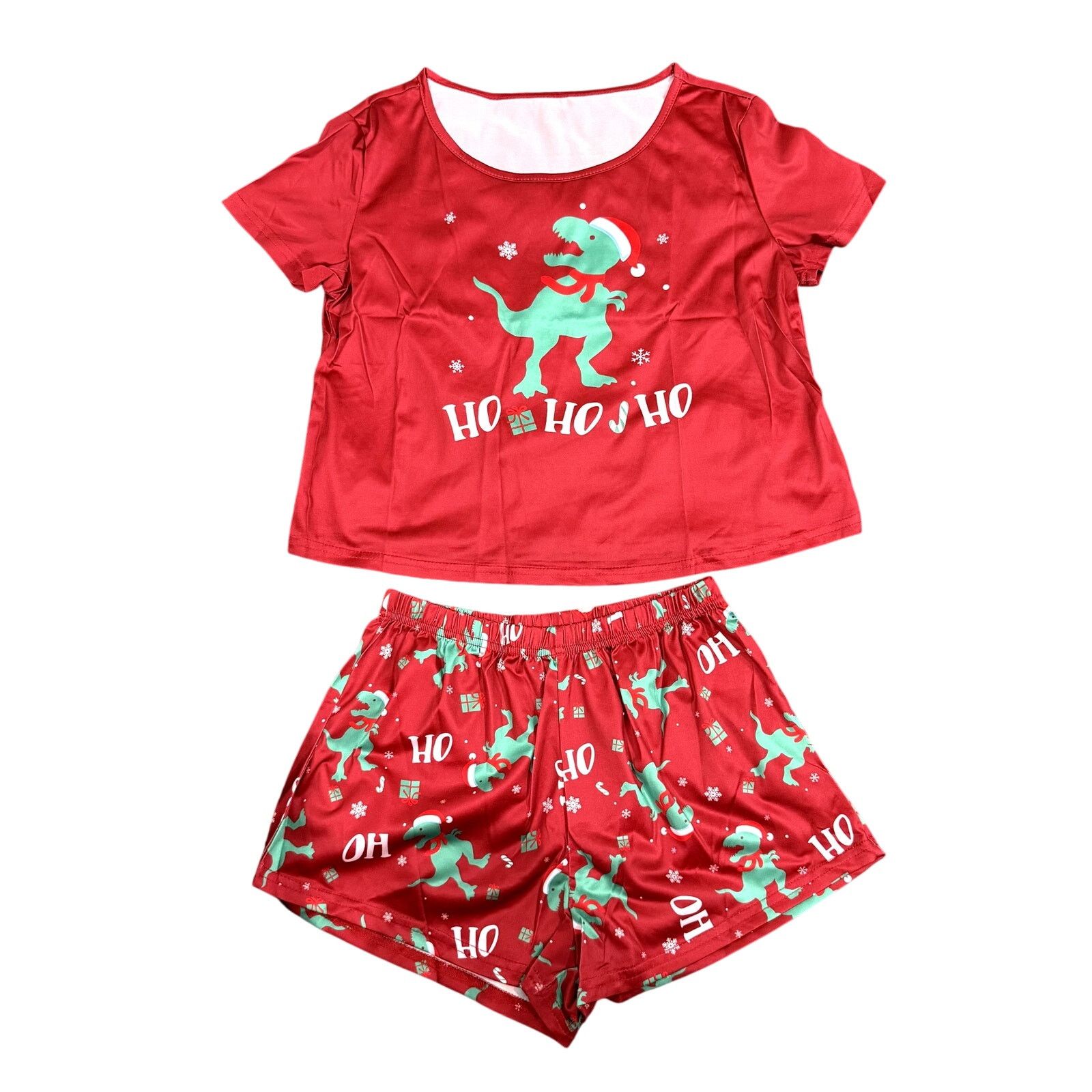 Shein Woman's Christmas Dino Graphic Pajama Set in Red, Size S Size ONE SIZE - 1 Thumbnail