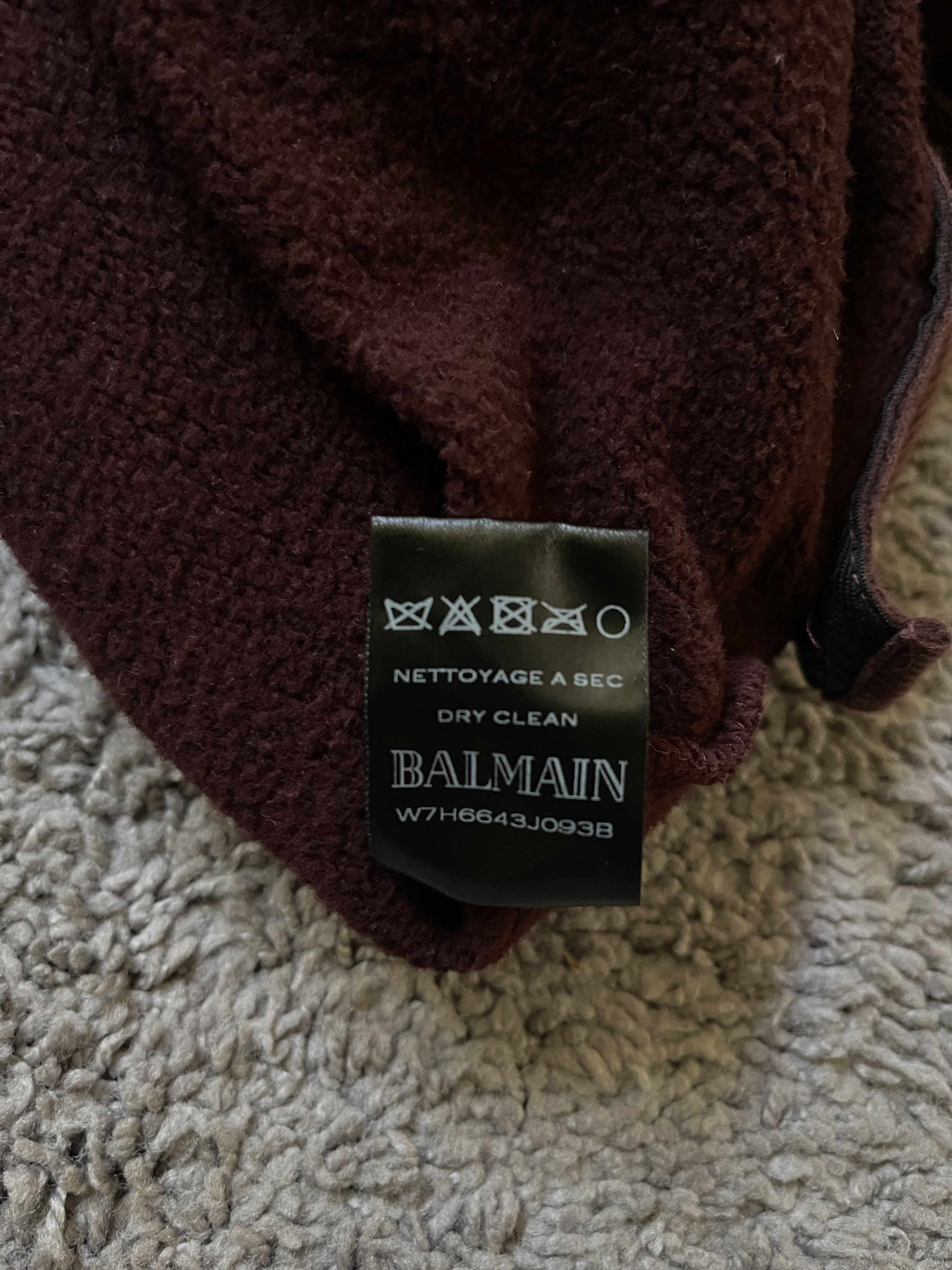 Balmain Balmain Maroon Royal Crest Side Zip Hoodie Size US S / EU 44-46 / 1 - 5 Thumbnail