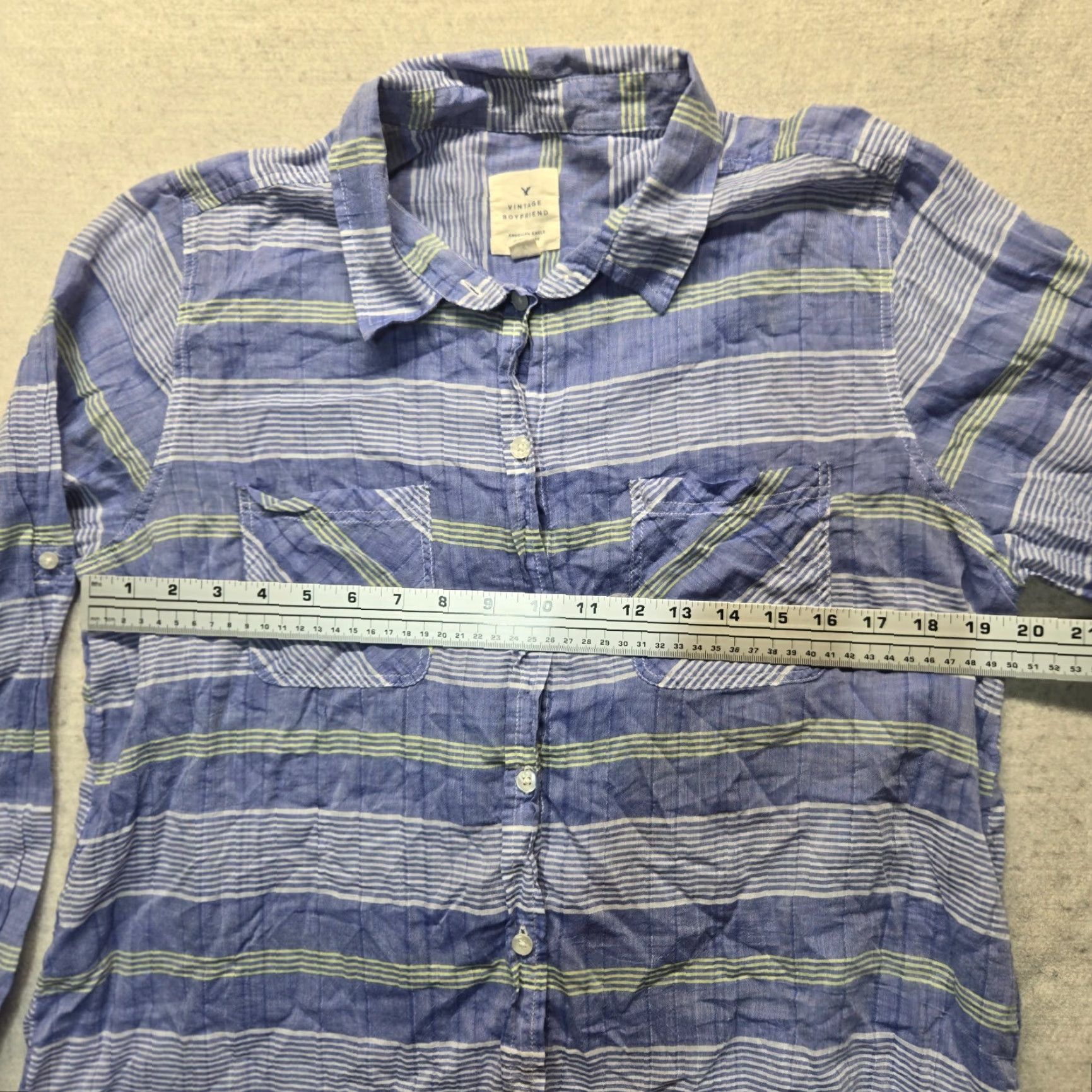 American Eagle Outfitters American Eagle Outfitters Blue Plaid Button-Up Shirt Women's XL Roll Tab Long Sleeve Size XL / US 12-14 / IT 48-50 - 5 Thumbnail