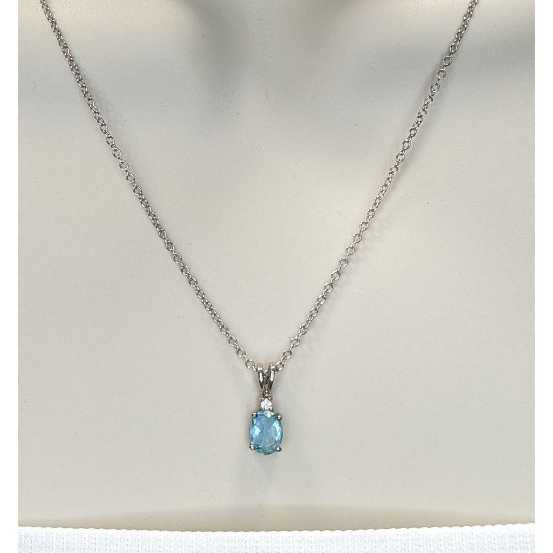 Other Elegant Silver Tone Necklace With Blue Topaz Oval Pendant An Size ONE SIZE - 6 Thumbnail