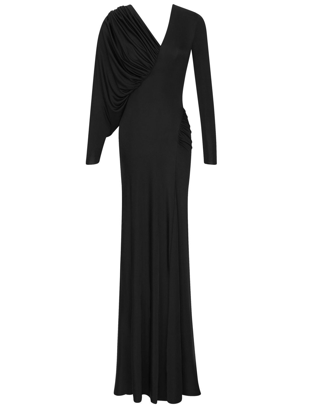 Saint Laurent Paris o1s1wg111124 Long Dress in Shiny Jersey in Black Size S / US 4 / IT 40 - 1 Thumbnail