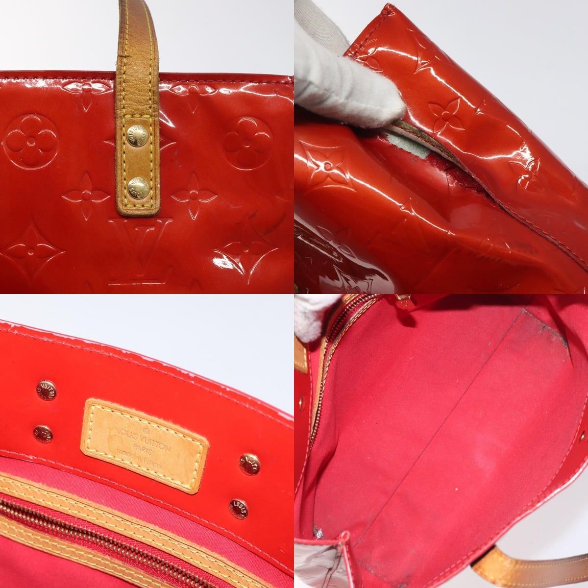 Louis Vuitton LOUIS VUITTON Monogram Vernis Reade PM Hand Bag Red Rouge Size ONE SIZE - 11 Thumbnail