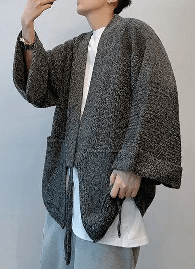 Japanese Brand Retro fashion knit kimono cardigan jacket Size US XL / EU 56 / 4 - 2 Thumbnail