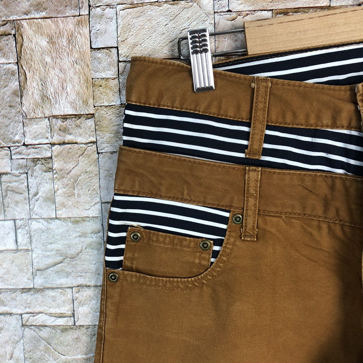 Japanese Brand Japan double waist Brown vintage cargo Pants #A434 Size US 28 / EU 44 - 8 Thumbnail