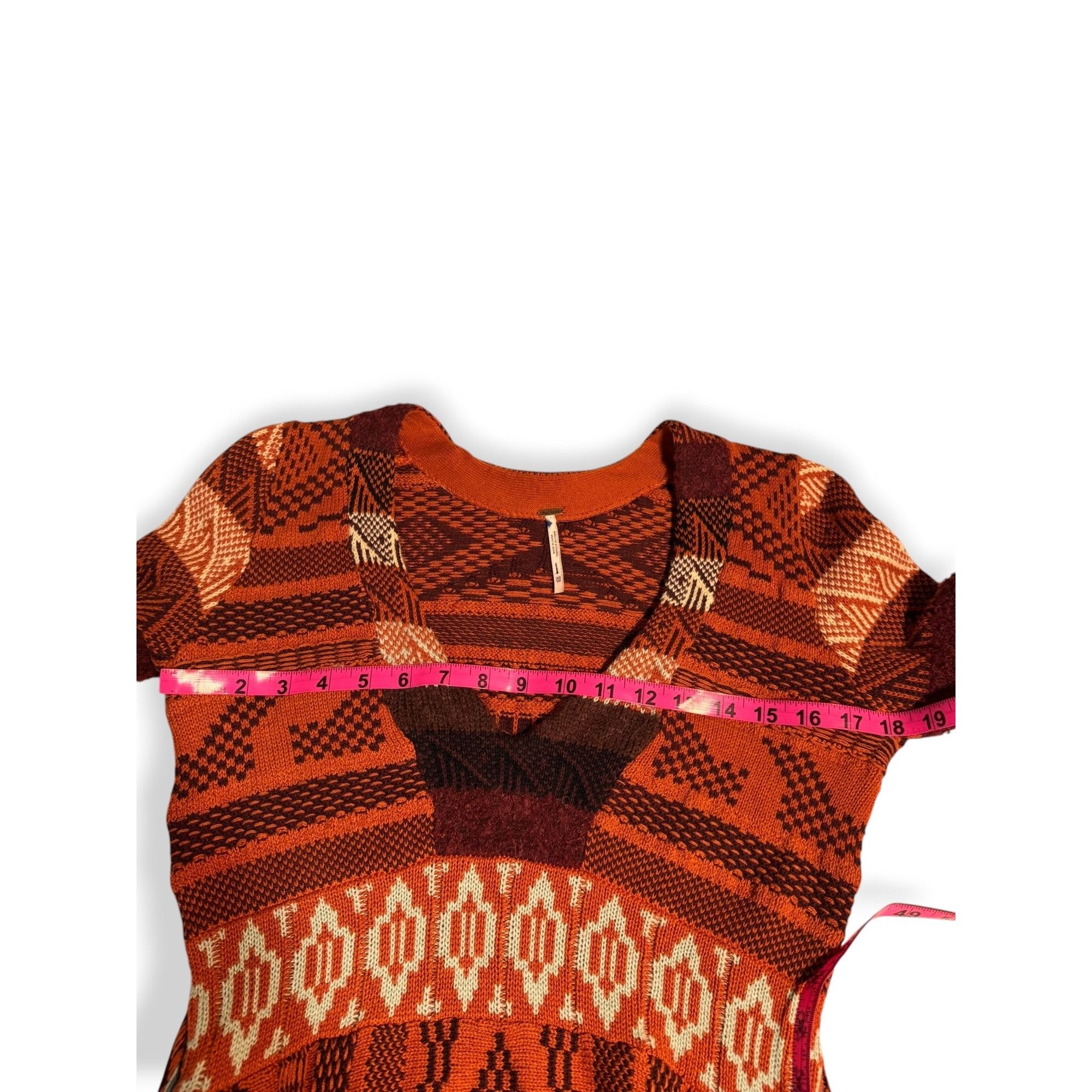 Free People Free People Orange Knit Boho Sweater Dress XS Bell Sleeves T Size XS / US 0-2 / IT 36-38 - 2 Thumbnail