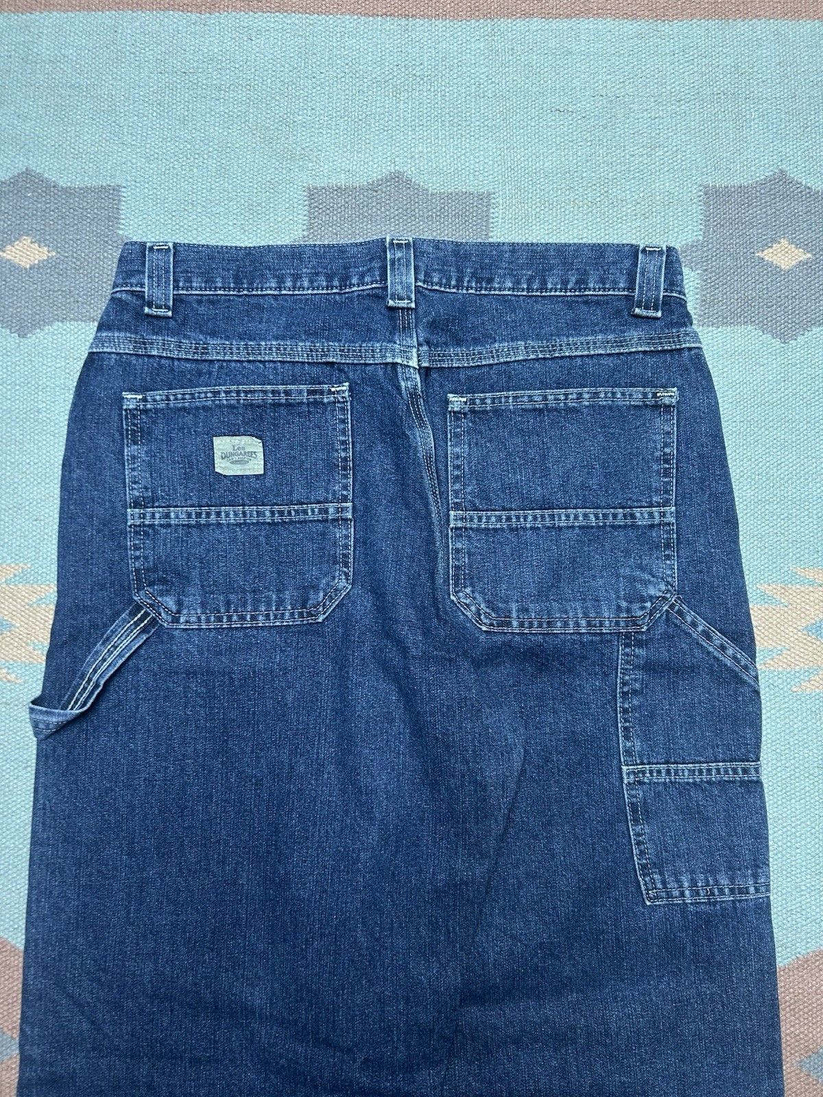 Vintage Vtg Lee dungaree carpenter jeans baggy wide leg dark 32x34 Size US 32 / EU 48 - 3 Thumbnail