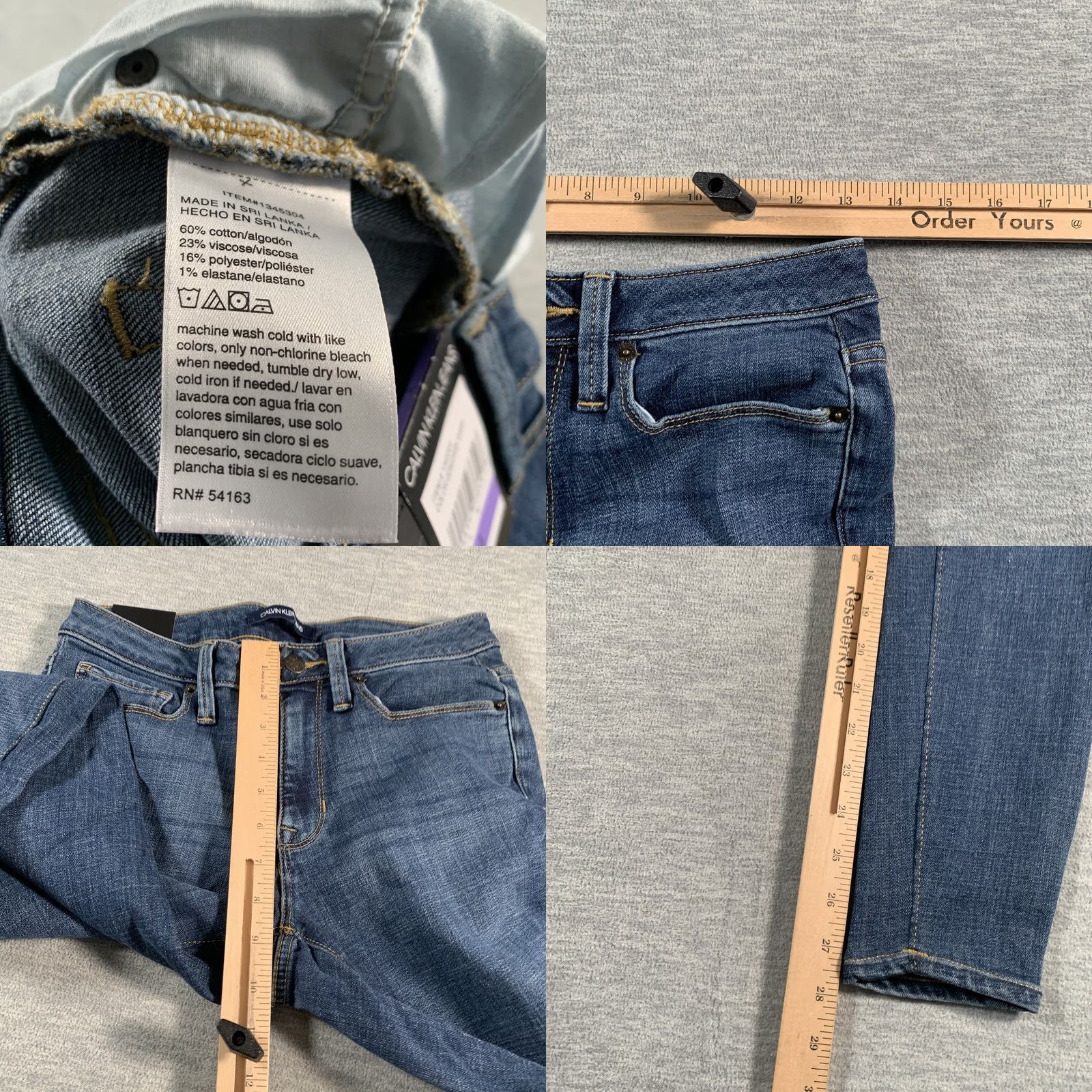 Vintage Calvin Klein Jeans Womens Skinny Stretch Denim Pants Blue Classic Fit 4 Size 27" / US 4 / IT 40 - 8 Thumbnail