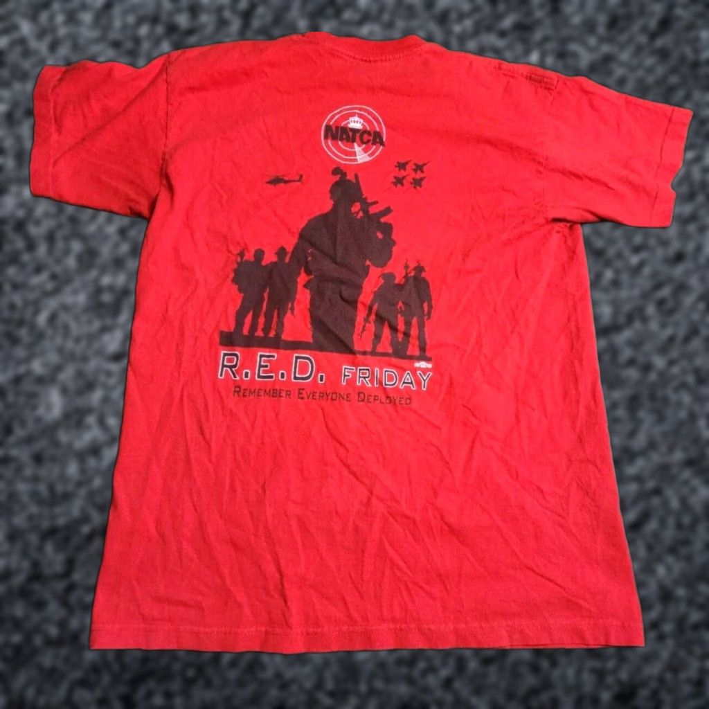 Doublet Mens Red Bayside NATCA Union T Shirt Double Sided Short Sleeve Large Cotton Size US L / EU 52-54 / 3 - 1 Thumbnail
