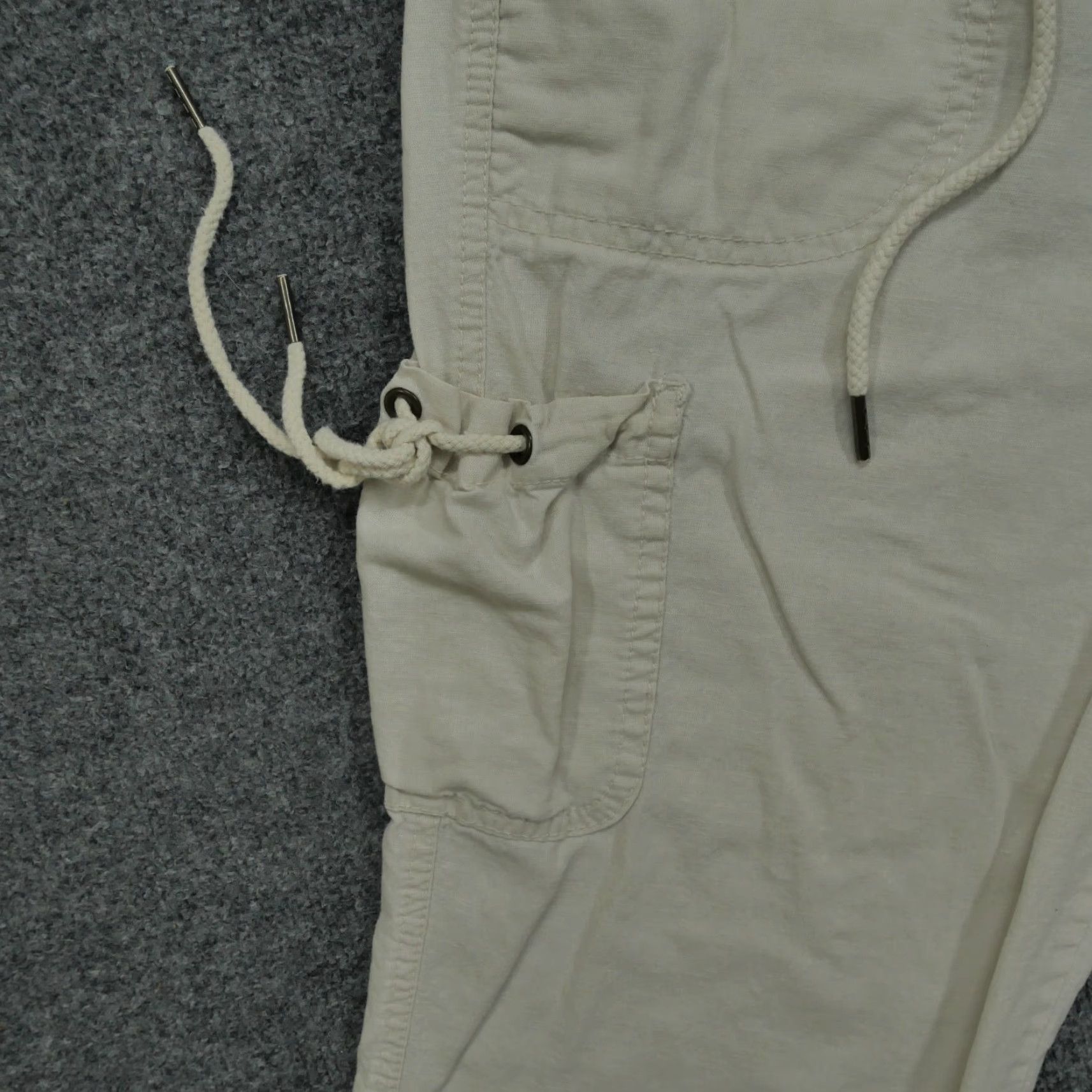 Old Navy Old Navy Cargo Pants Womens 8 Cream White Cropped Cotton Linen Blend Y2K Size 30" / US 8 / IT 44 - 3 Thumbnail