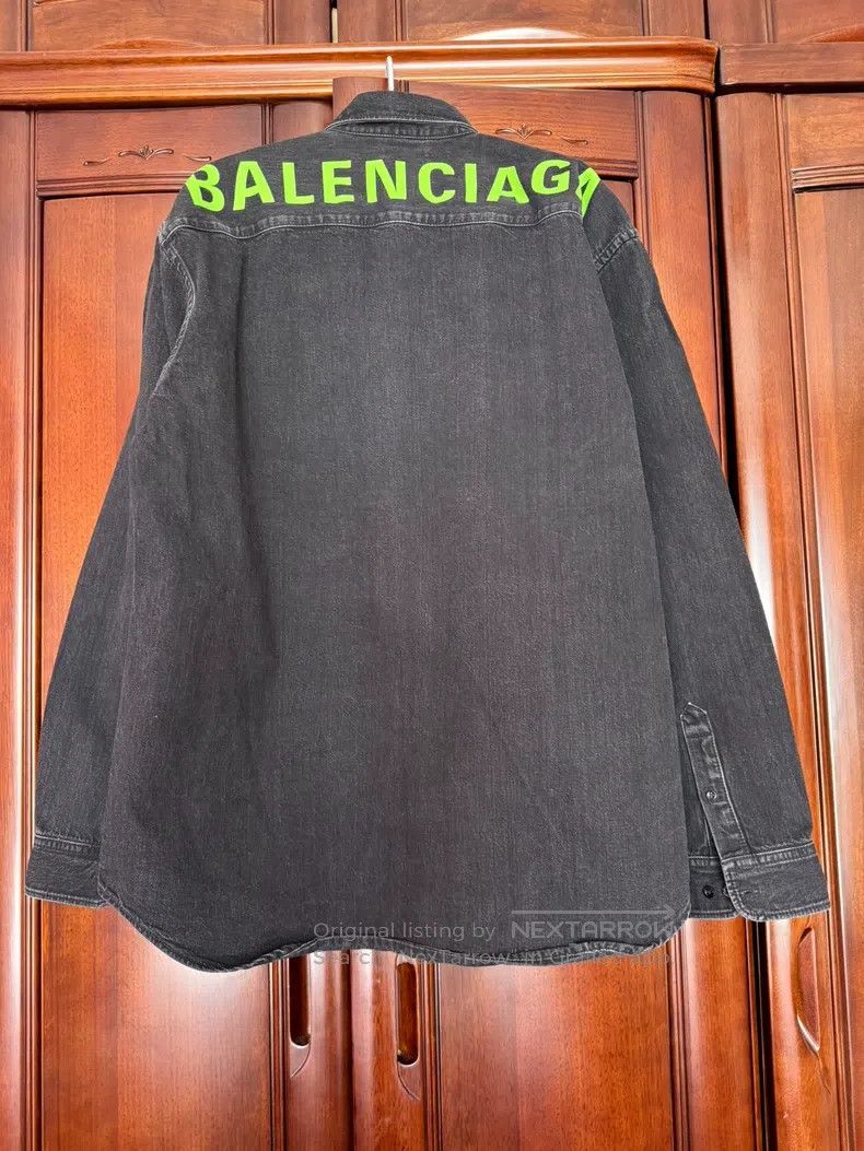 Balenciaga Balenciaga size 41 Back Green Logo Denim Jacket Size US S / EU 44-46 / 1 - 2 Thumbnail