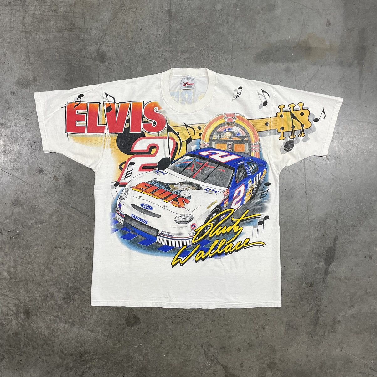 image of Chase Authentics x Nascar Vintage Elvis Nascar Aop Rusty Wallace 90's in White, Men's (Size XL)