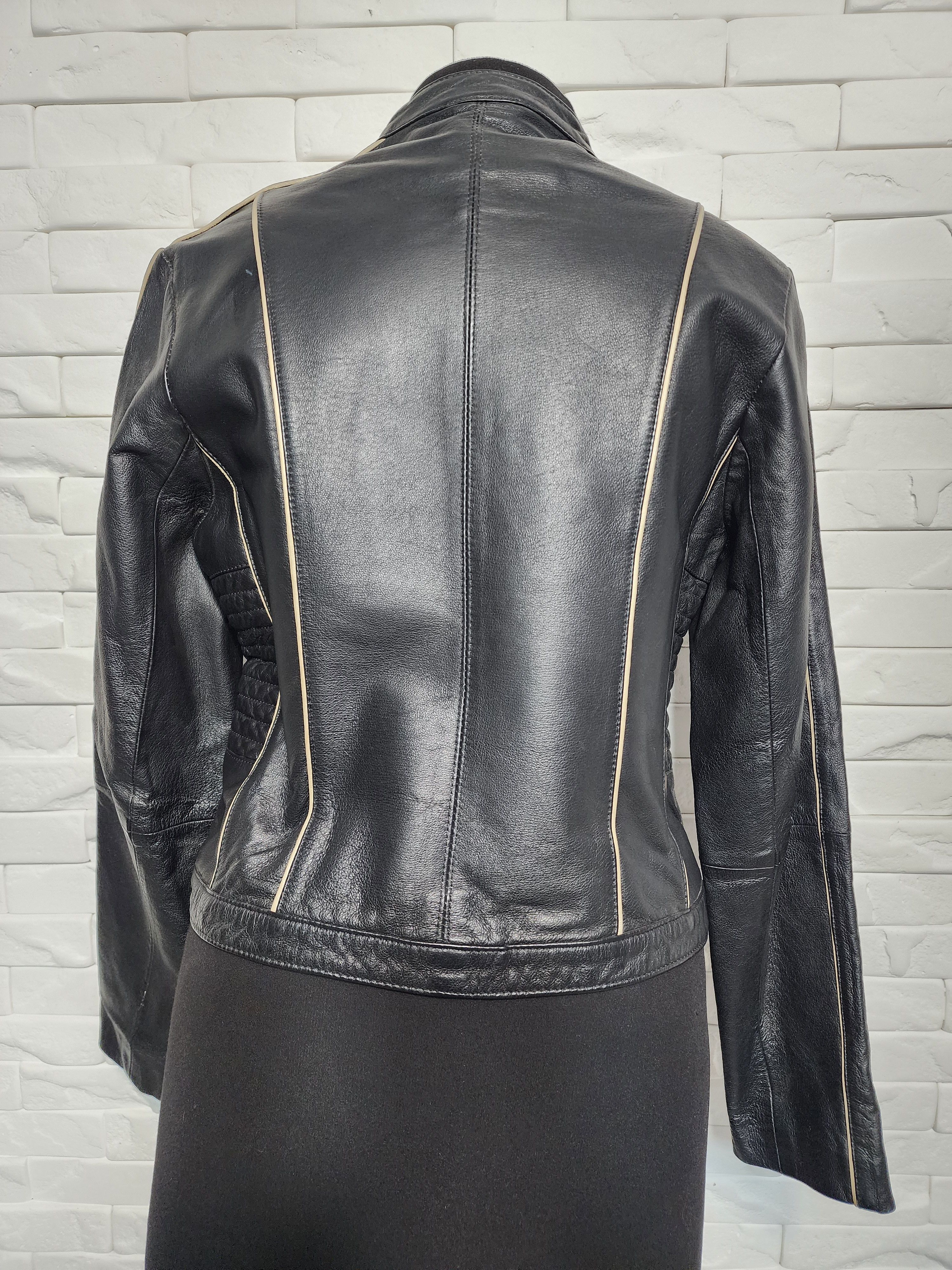 Other Black Leather Women's Jacket: Zippered Sport Style. Size M / US 6-8 / IT 42-44 - 4 Thumbnail