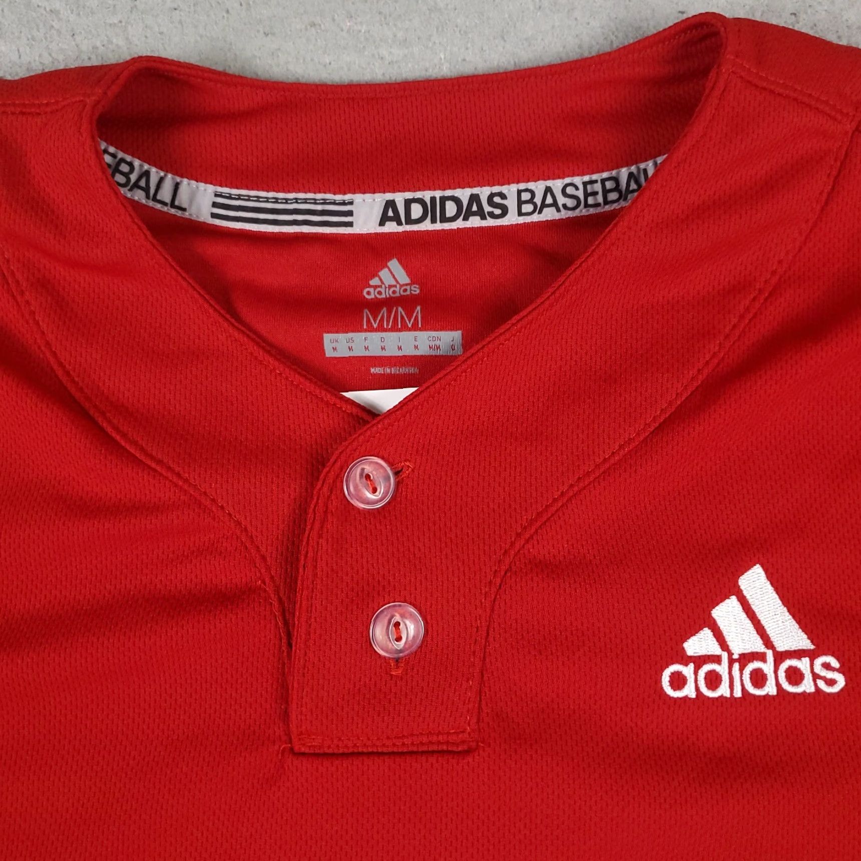 Adidas Adidas Shirt Mens M Red Baseball Button Pullover Short Sleeve Crew Neck Logo T-Shirt Athletic Urban Sports Mens Size US M / EU 48-50 / 2 - 3 Thumbnail