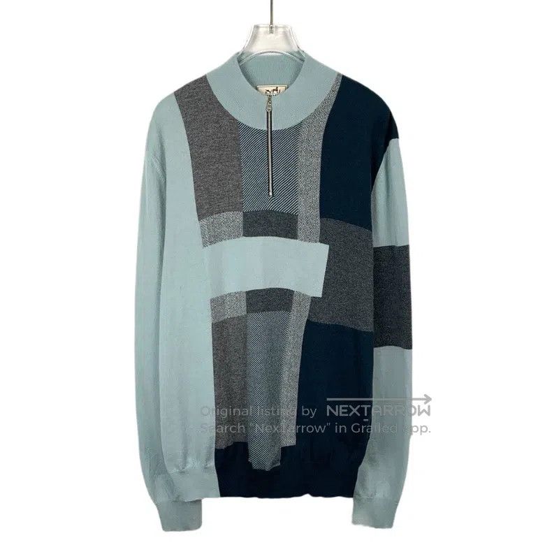 Hermes Hermes Color-blocked cashmere collar zipper long-sleeve sw Size US L / EU 52-54 / 3 - 1 Thumbnail