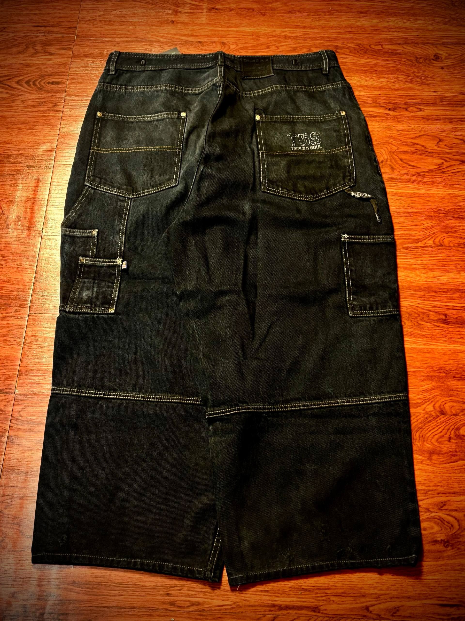 Other Vintage 00s Triple & Five Soul Black Denim Pants Jnco Style Size US 40 / EU 56 - 1 Thumbnail