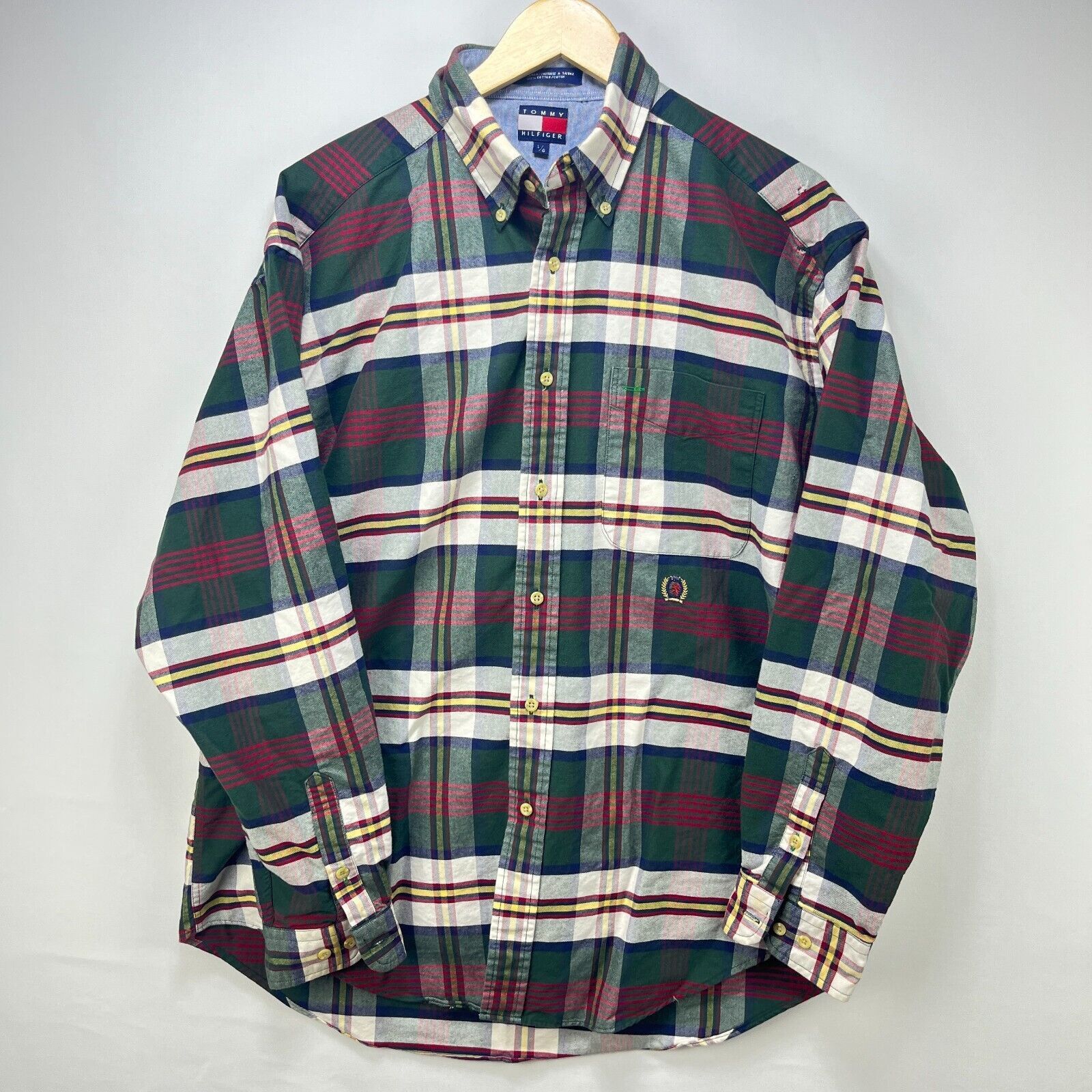 Tommy Hilfiger × Vintage Vintage 90s Tommy Hilfiger Long Button Up Plaid Shirt Large Size US L / EU 52-54 / 3 - 1 Thumbnail