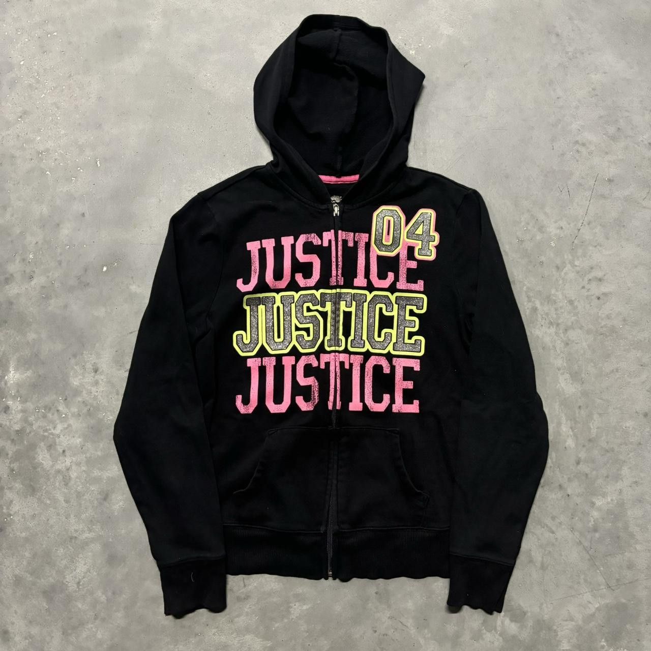 Japanese Brand × Vintage Crazy Vintage Y2K/2000s Cute Cyber Goth Justice Scene Emo Zip Up Hoodie! Size S / US 4 / IT 40 - 1 Thumbnail