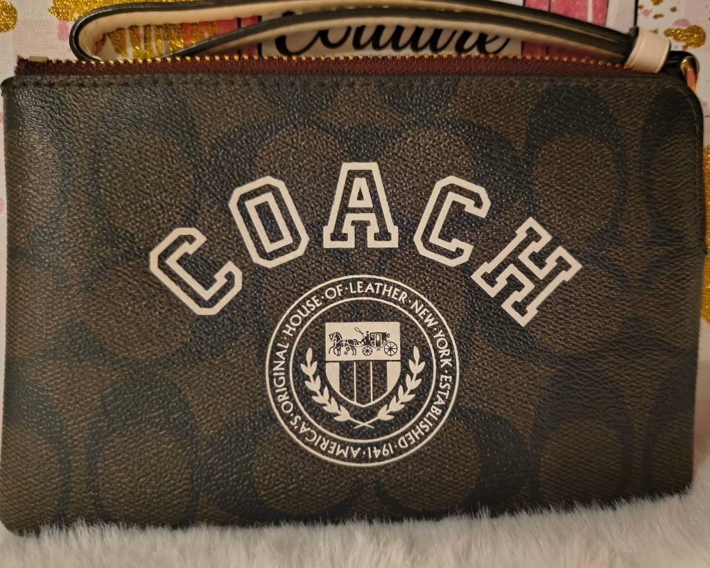 Coach Women's Coach Brown Signature Logo Wristlet Size ONE SIZE - 6 Thumbnail